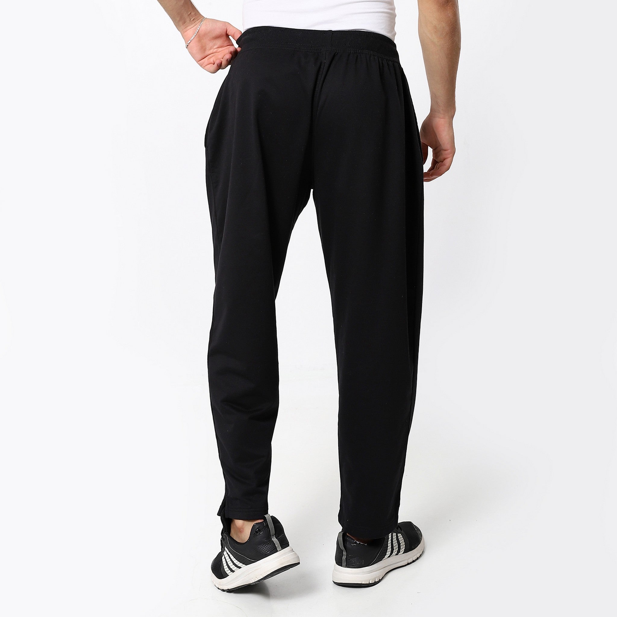 Black Regular Plain Sweatpants