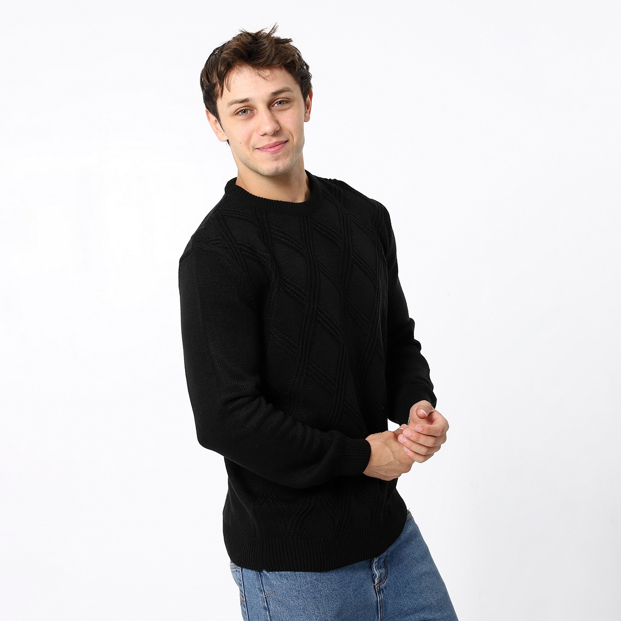 Crew Knitted Black Pullover