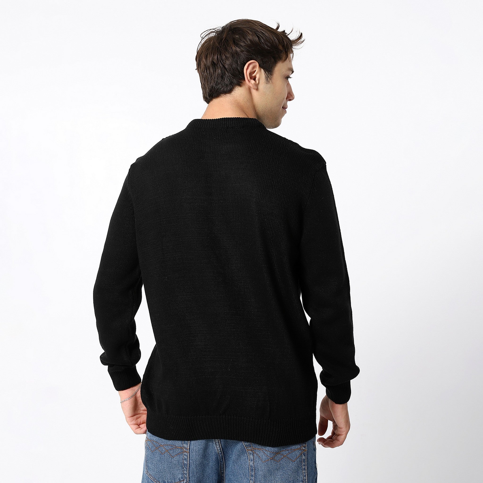 Crew Knitted Black Pullover