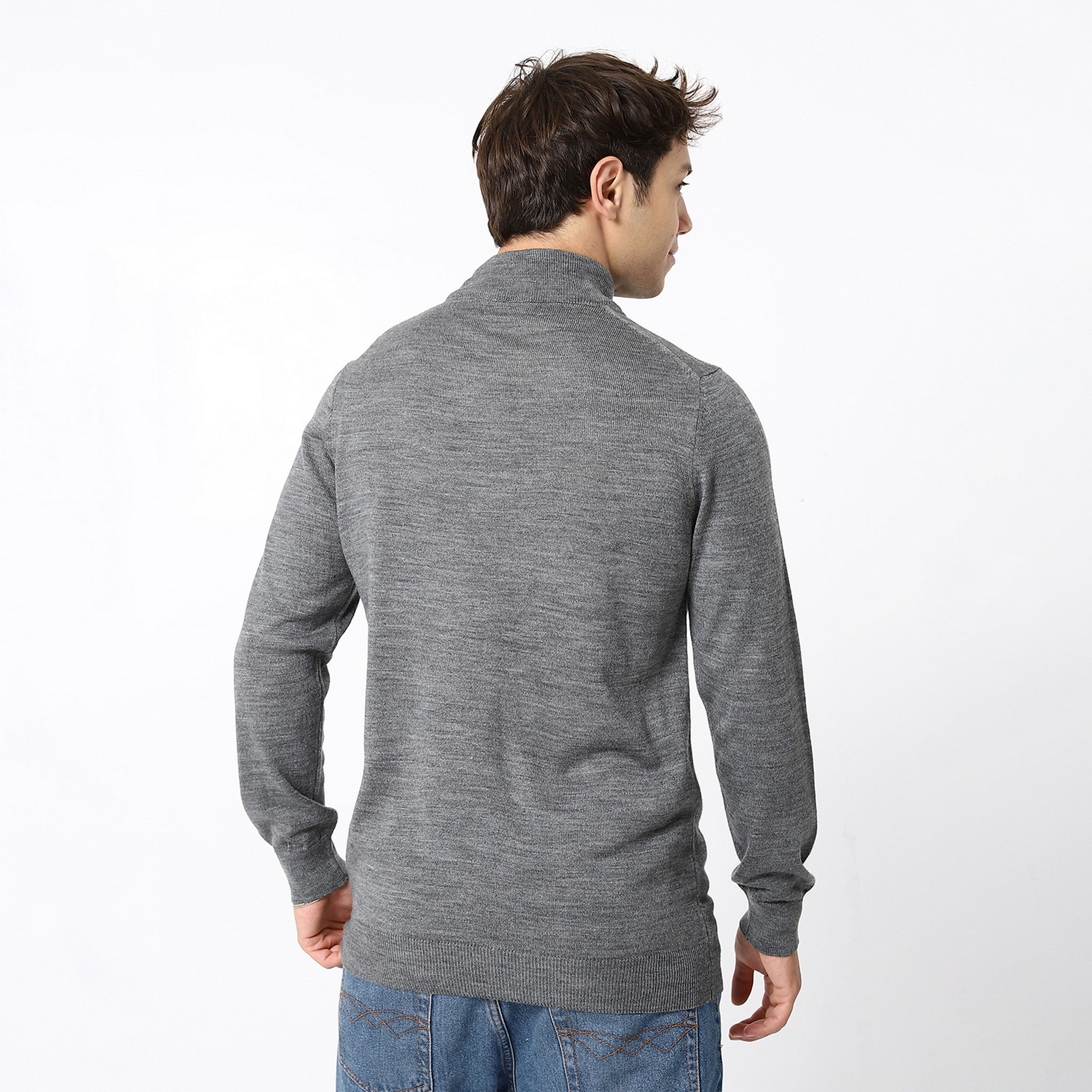 Knitted Heather Turtle Neck Fossil Grey Pullover