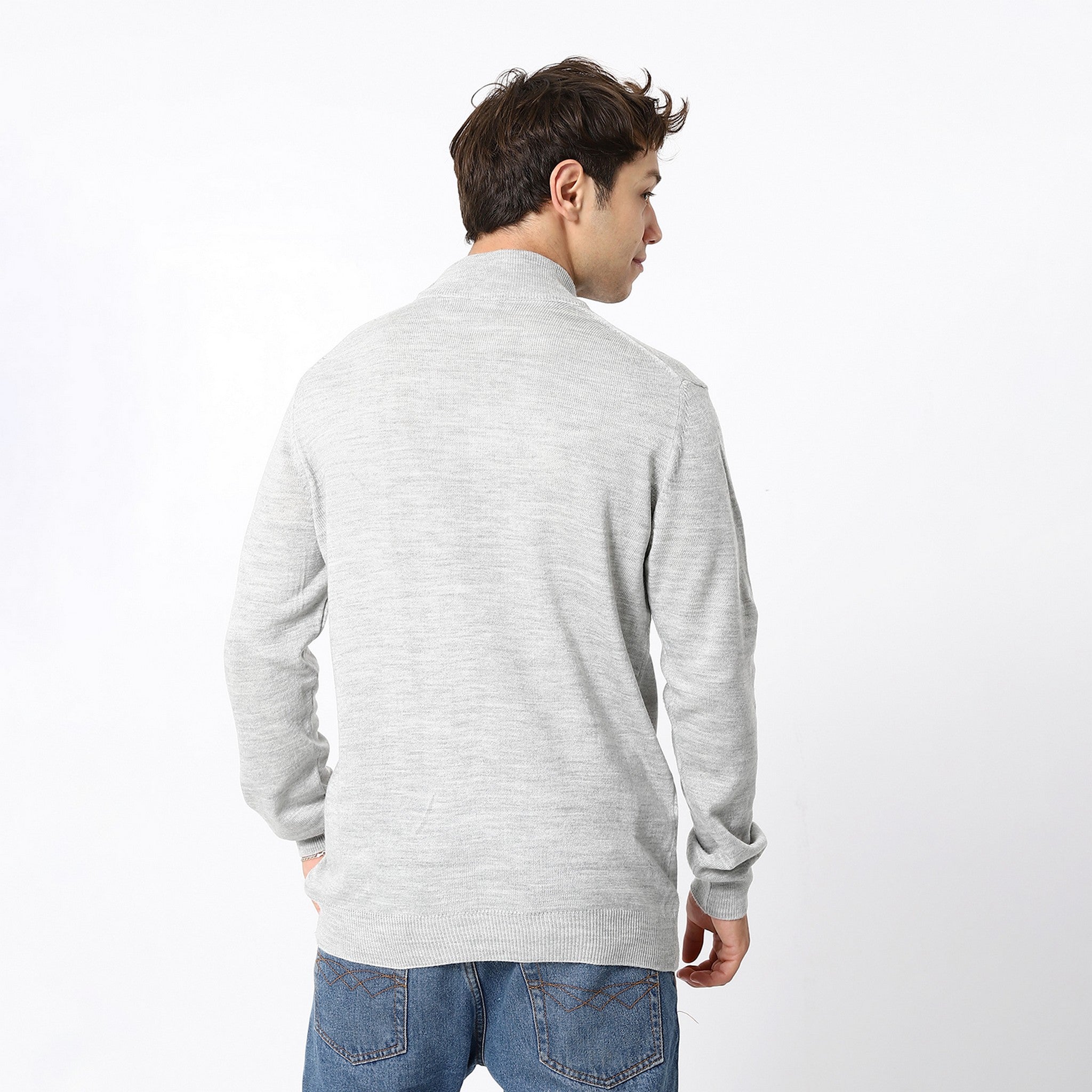 Knitted Heather Turtle Neck Cloud Grey Pullover