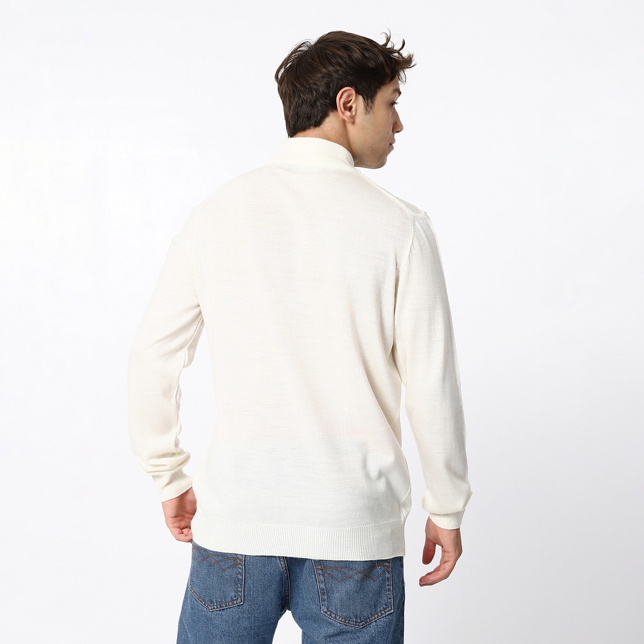 Knitted Plain Turtle Neck Bright White Pullover