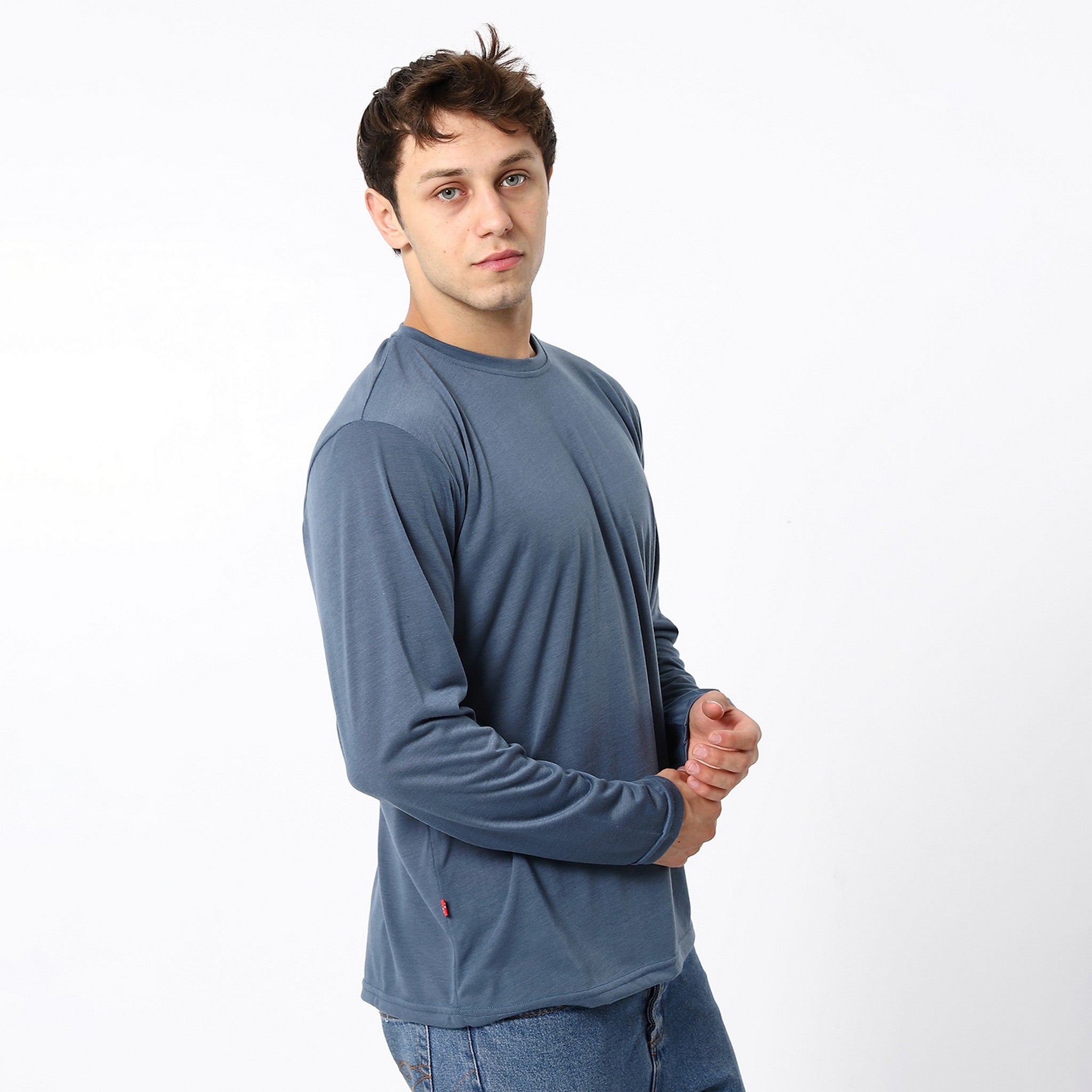 Basic Plain Steel Blue Tees