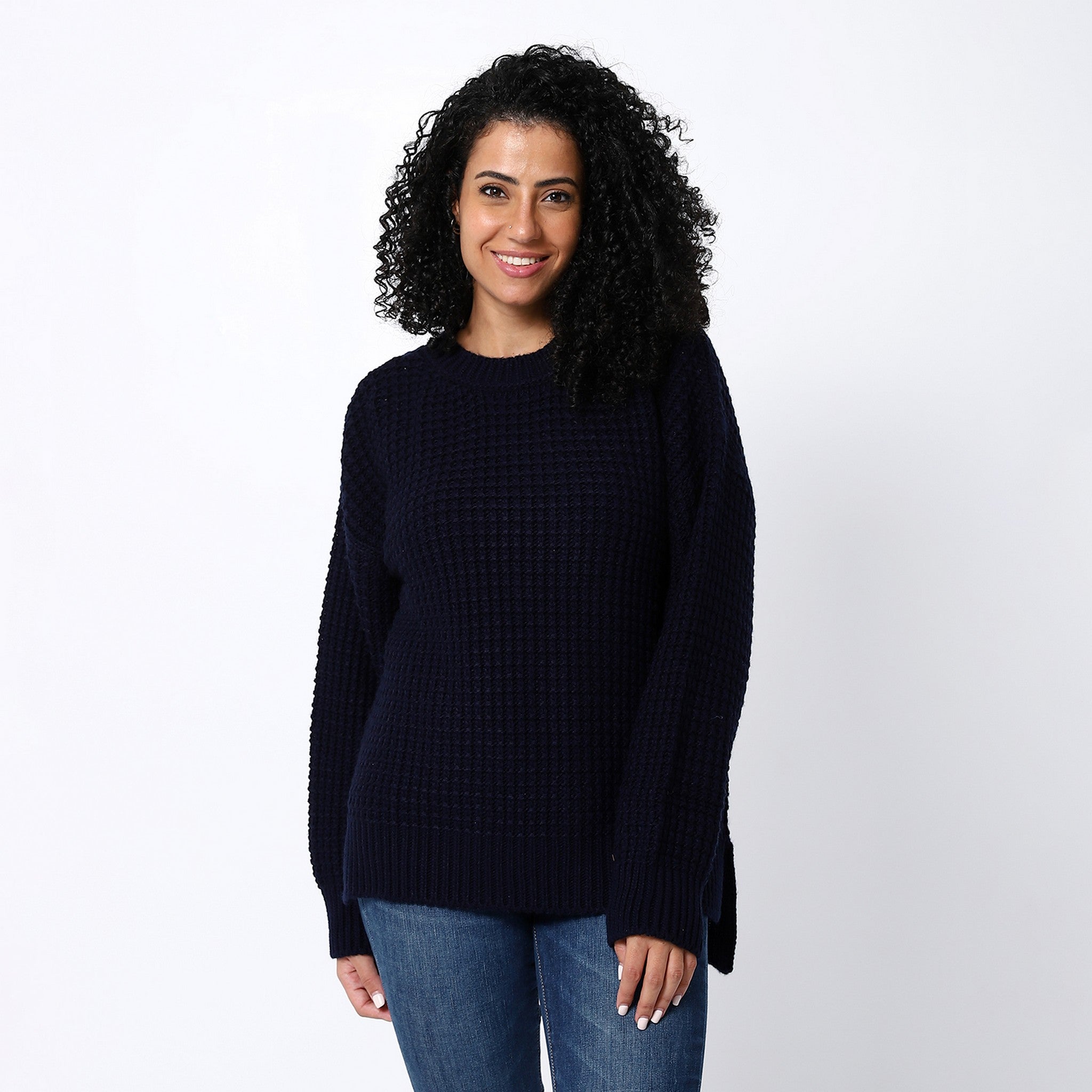 Knitted Navy Blue Pullover