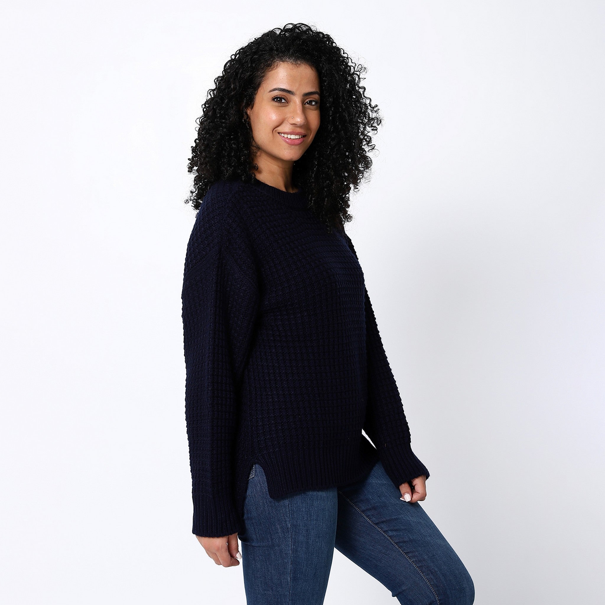 Knitted Navy Blue Pullover