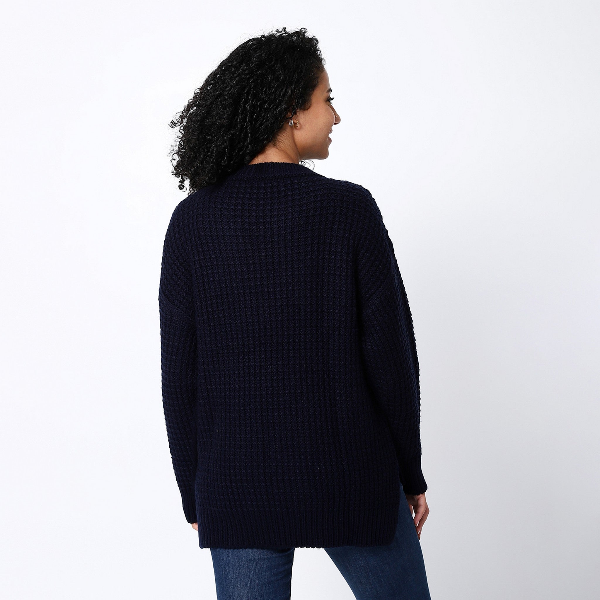 Knitted Navy Blue Pullover