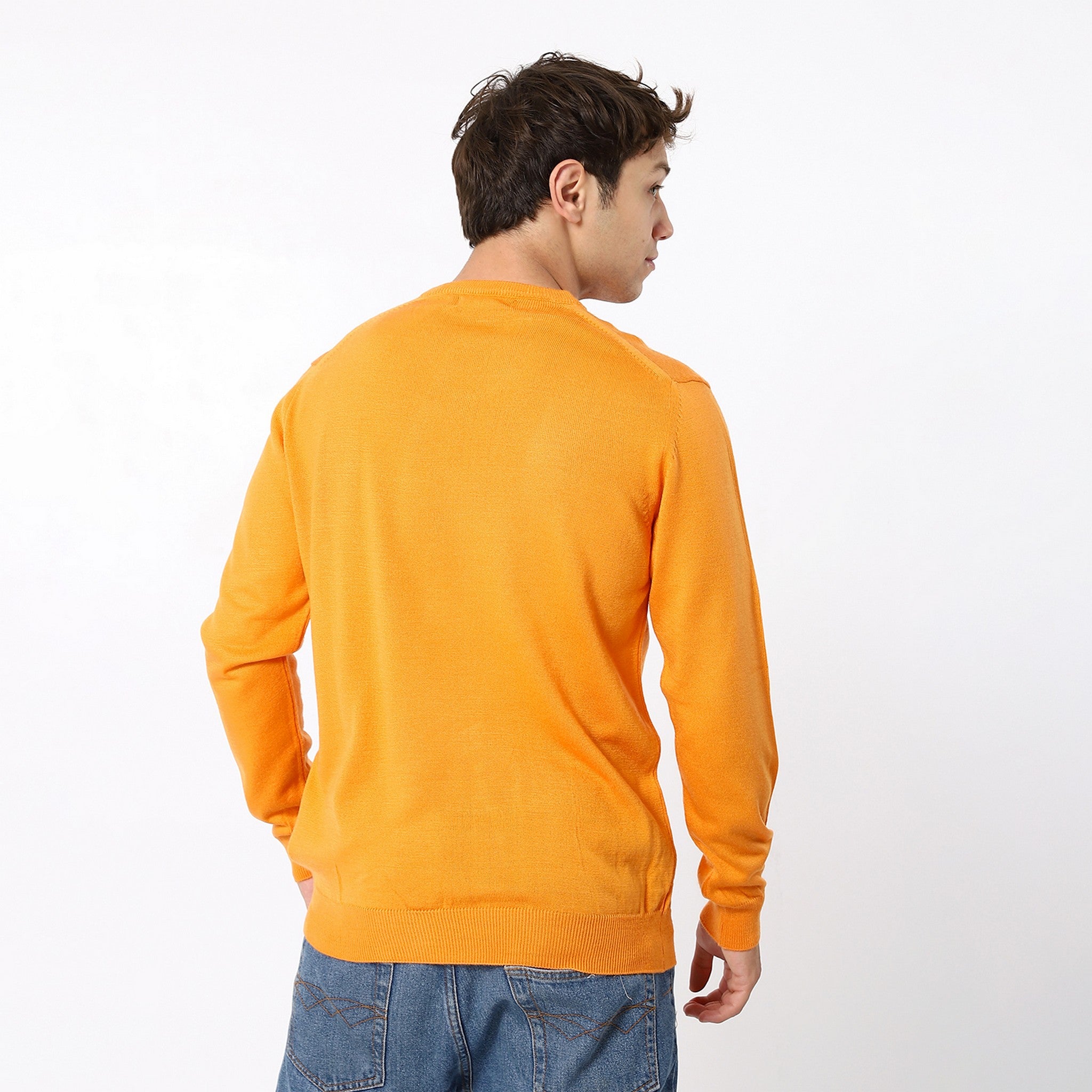 Knitted Tiger Orange V-Neck Pullover