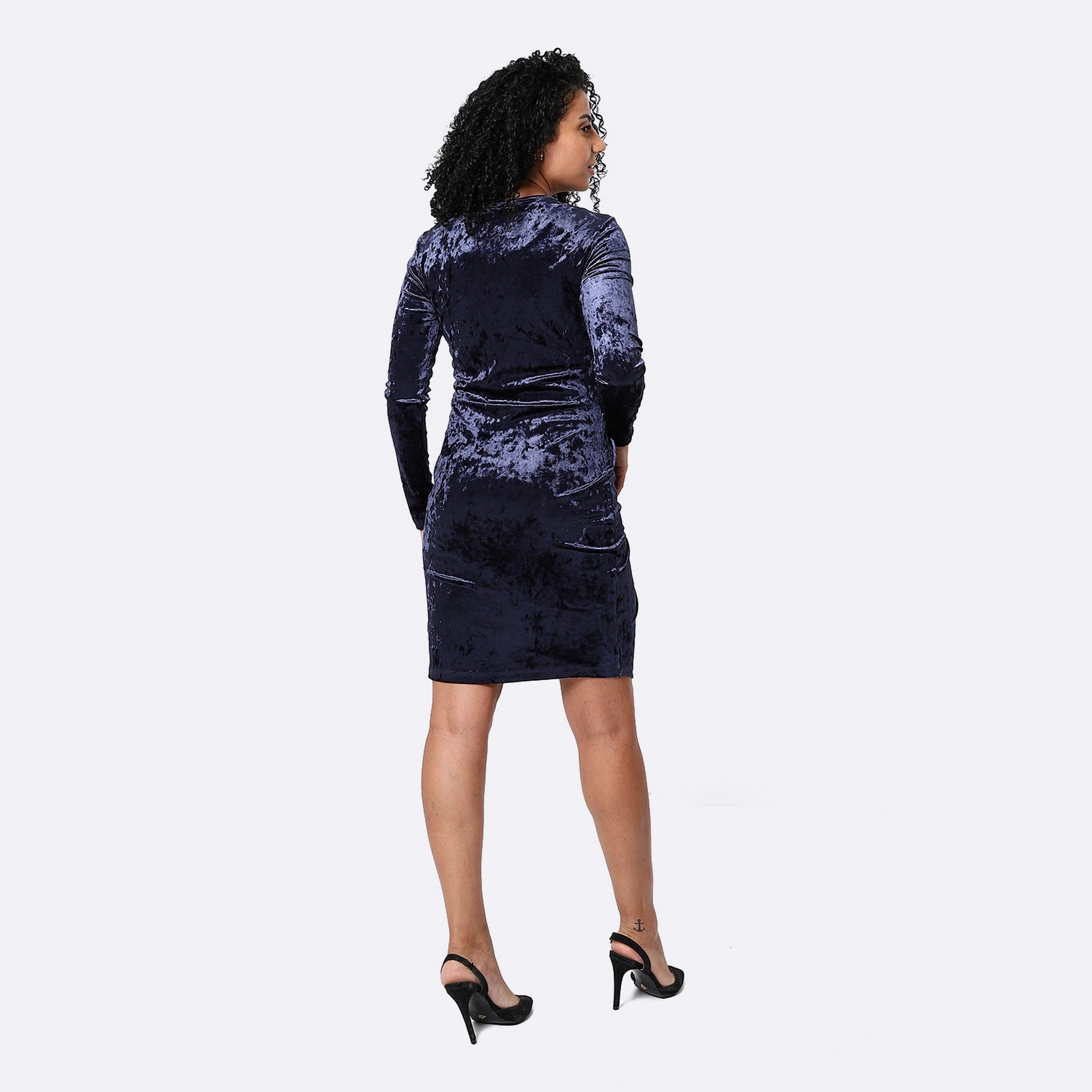 Elegant Navy Blue Above-Knee Dress