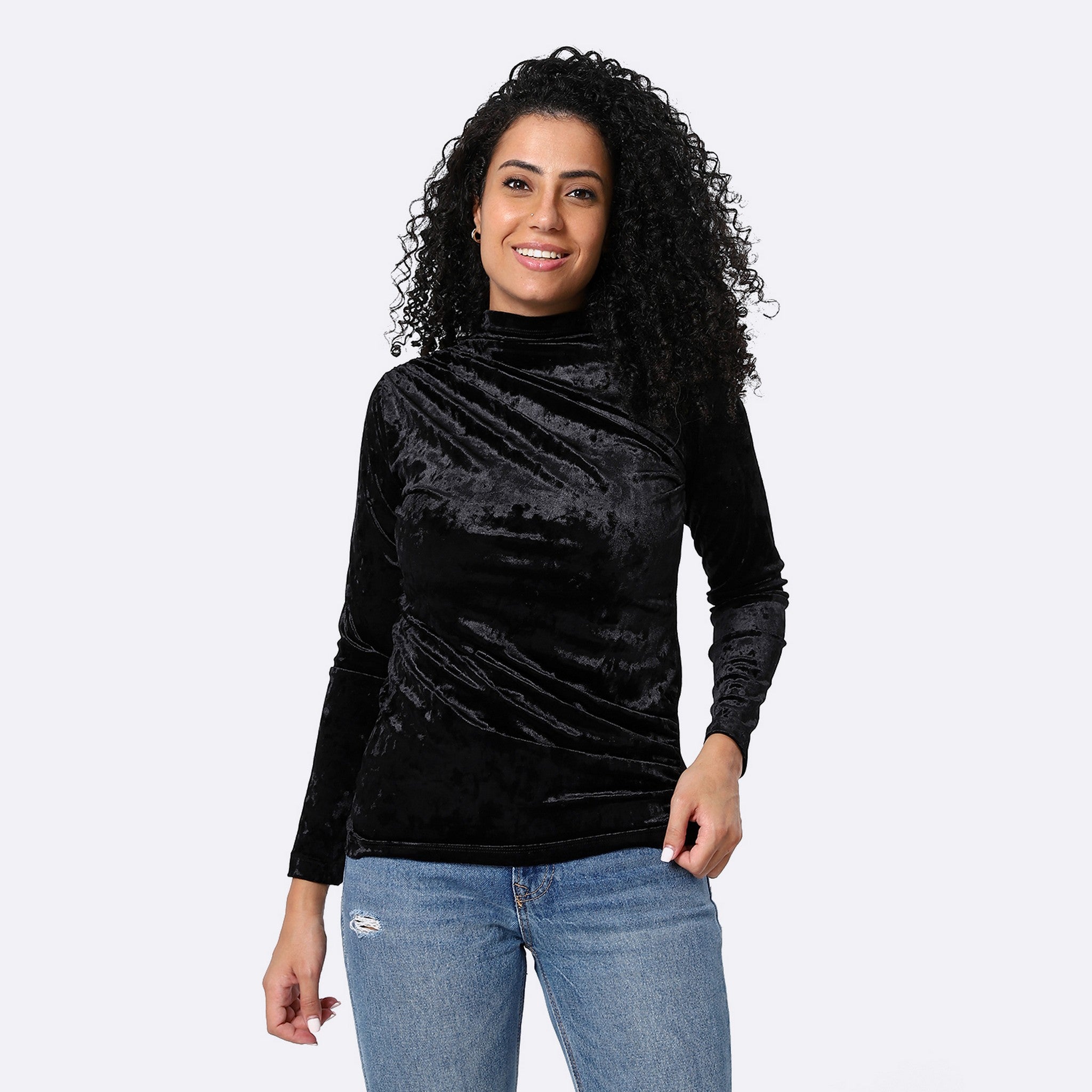 Self Pattern Chic Black Top