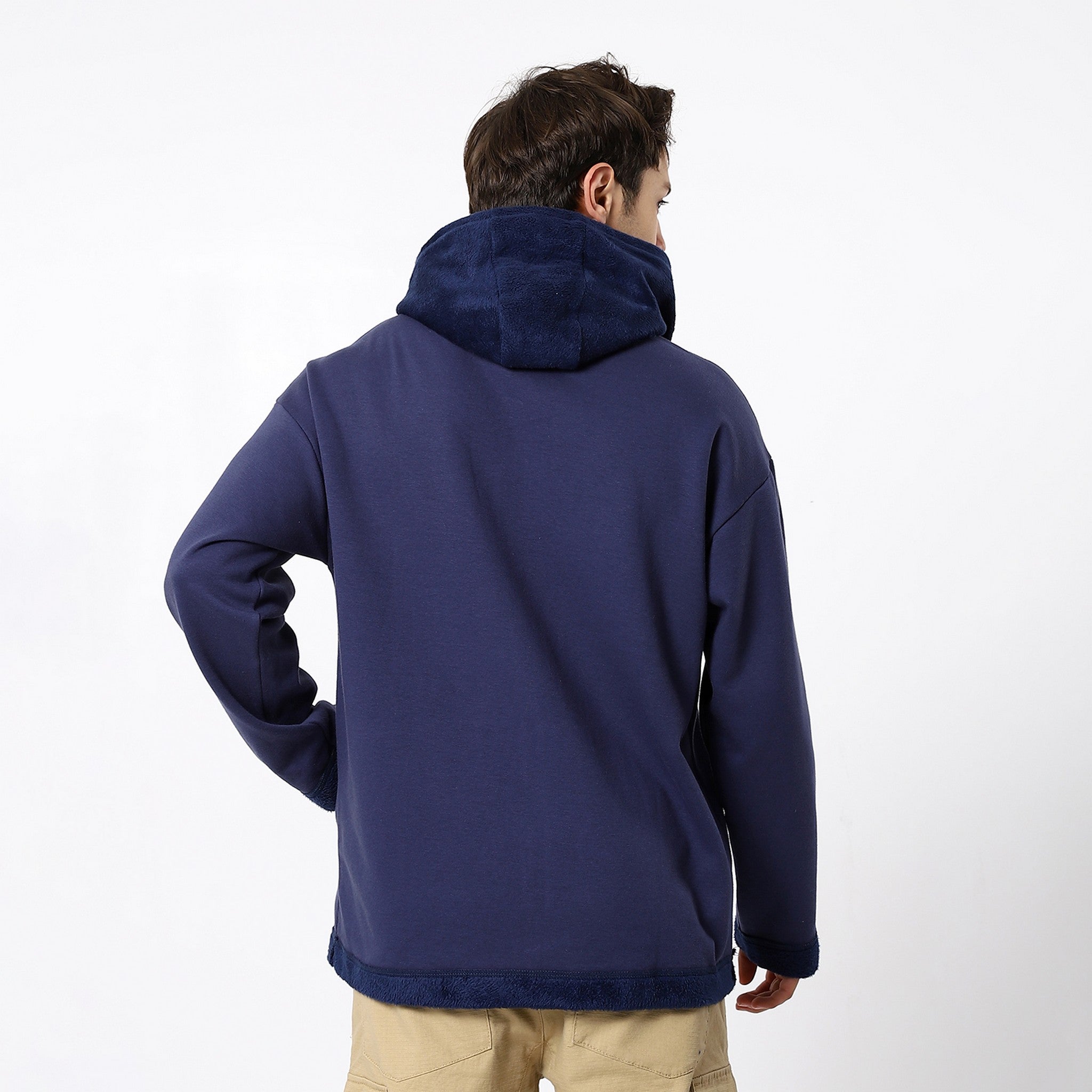 Navy Blue Plain Zipped Sweatshirt