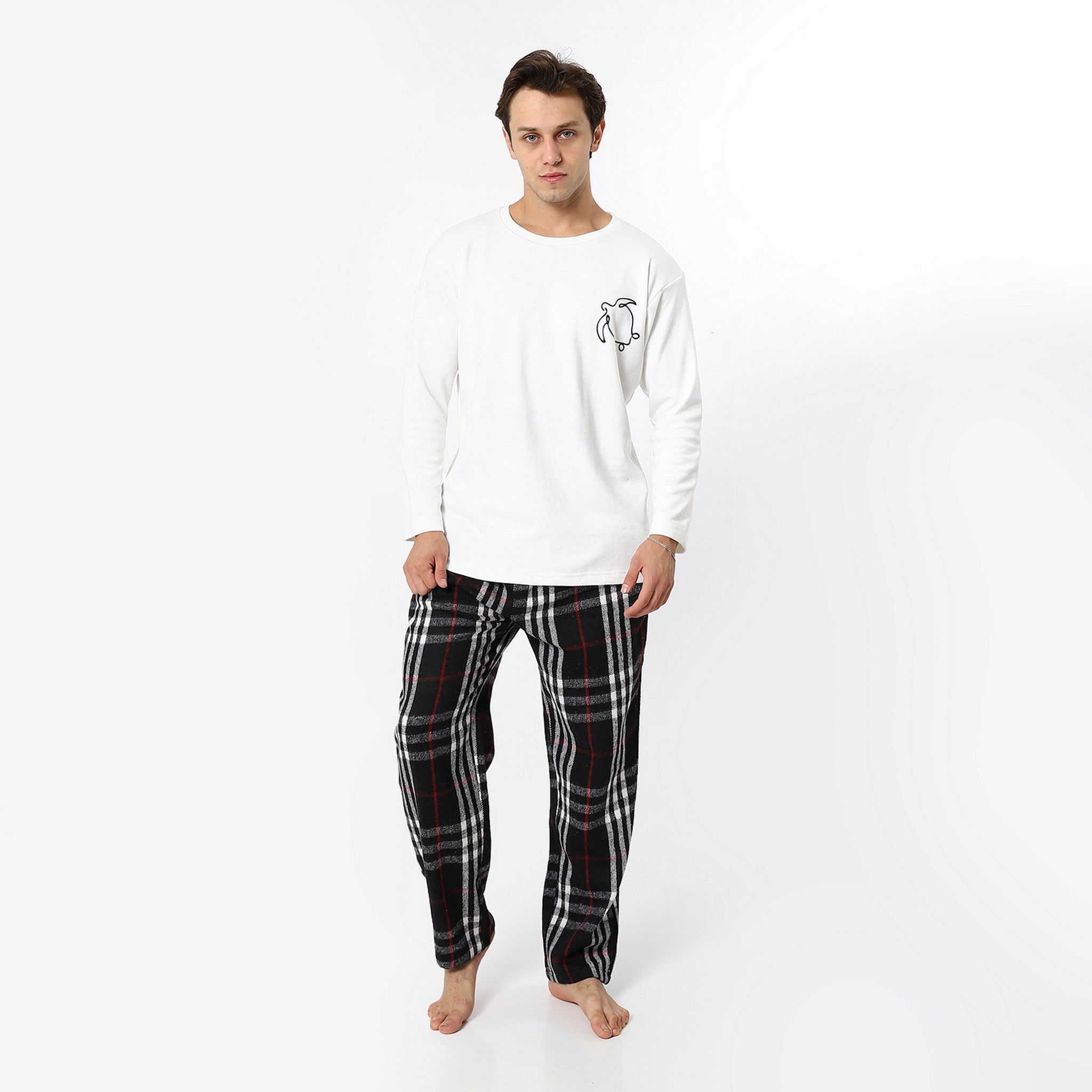 Off White Printed Top and Pants Pajama