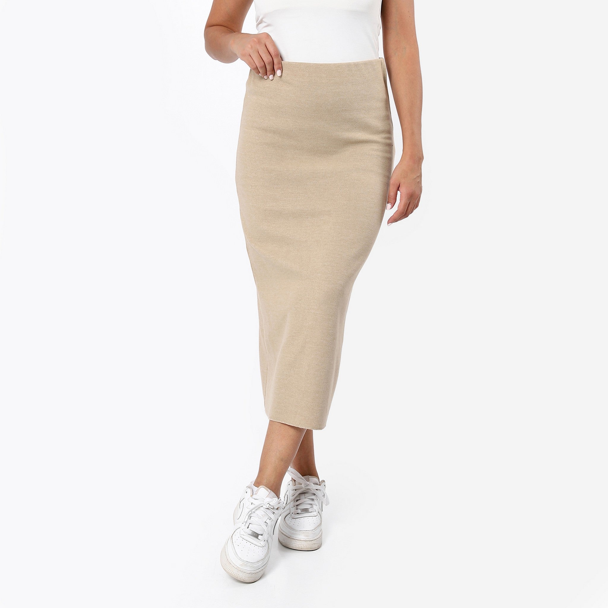 Stone Beige Heather Pencil Skirt