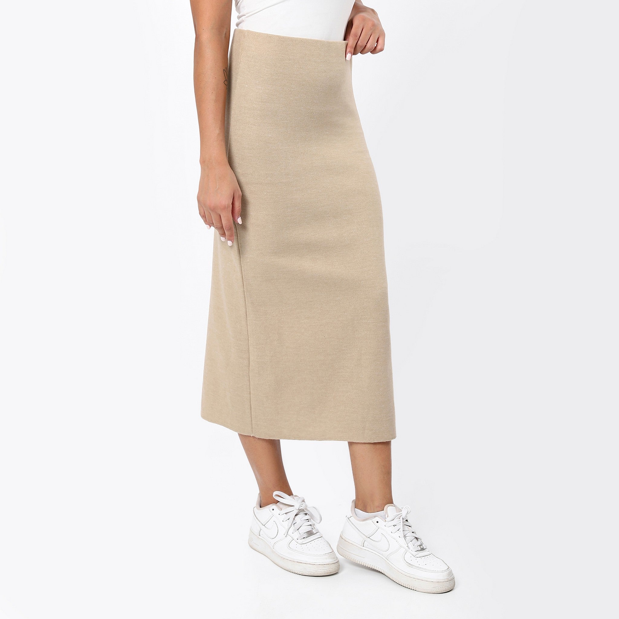 Stone Beige Heather Pencil Skirt