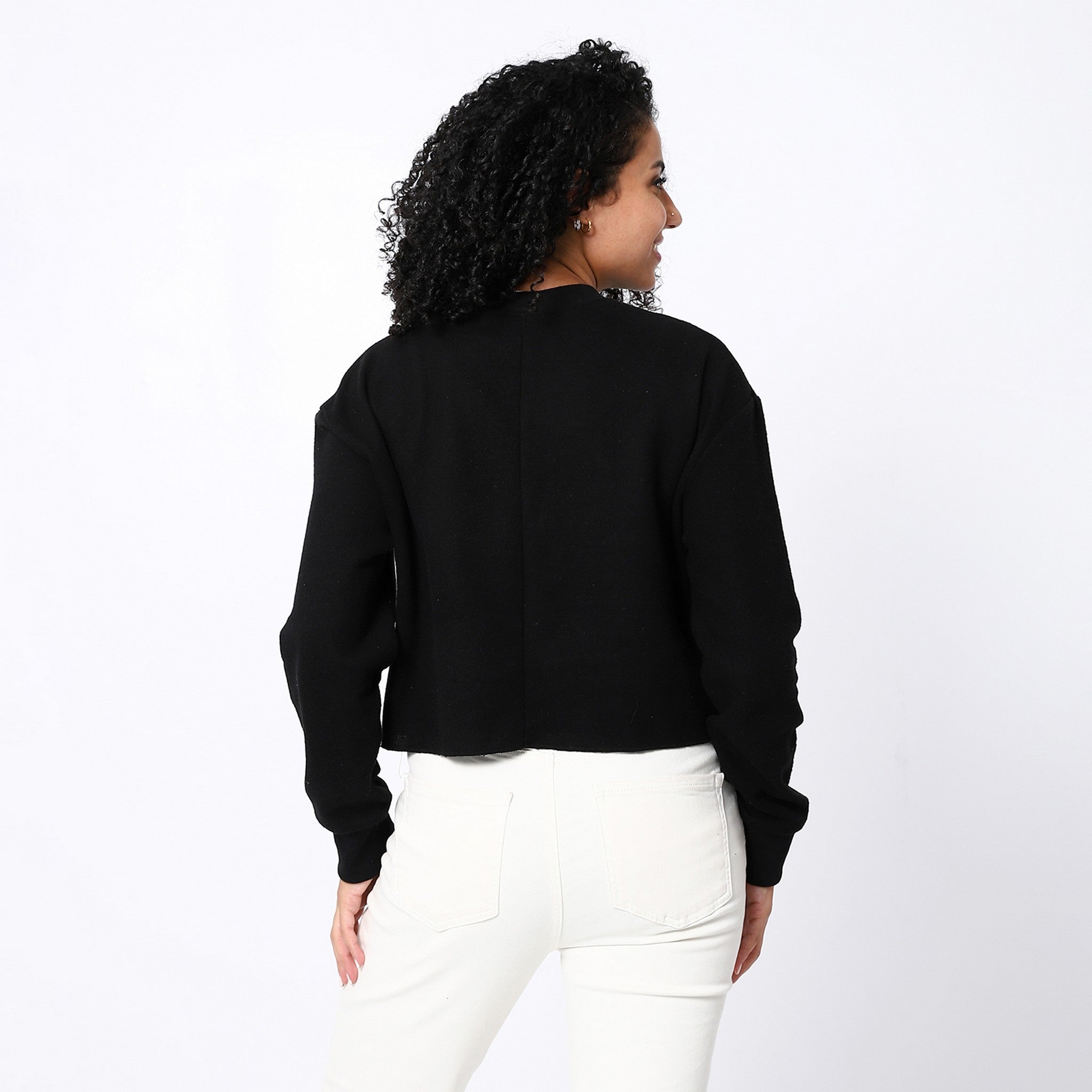 Black Plain Oversized Sweatshirt