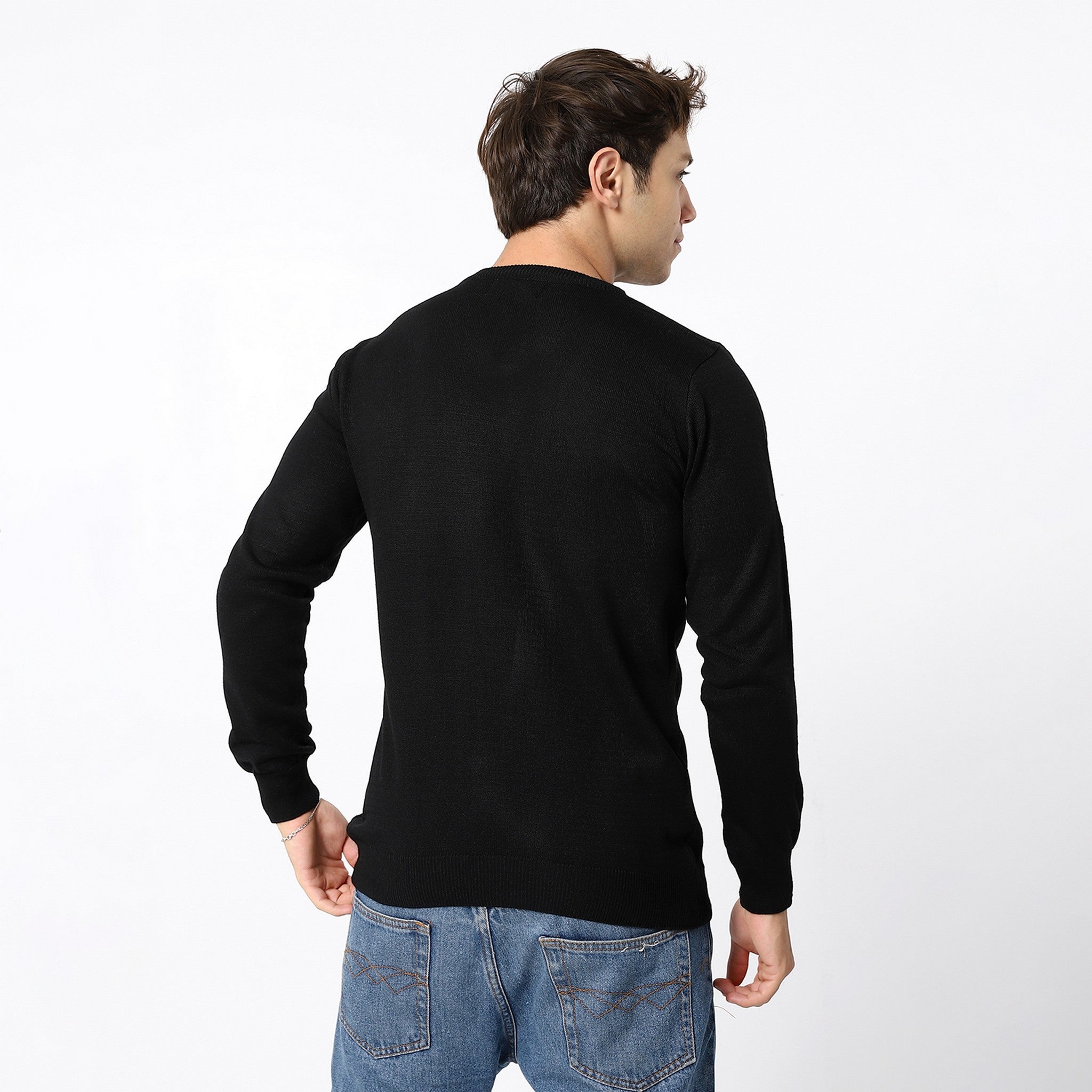 V-Neck Trendy Black Pullover