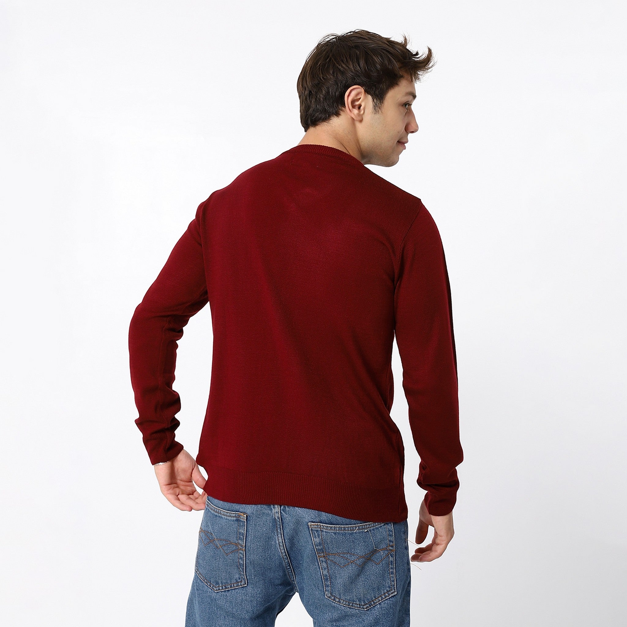 V-Neck Trendy Berry Red Pullover