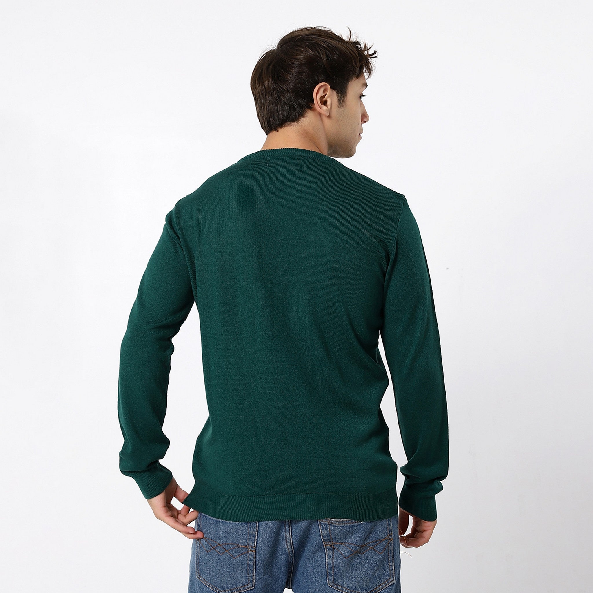 V-Neck Trendy Emerald Green Pullover