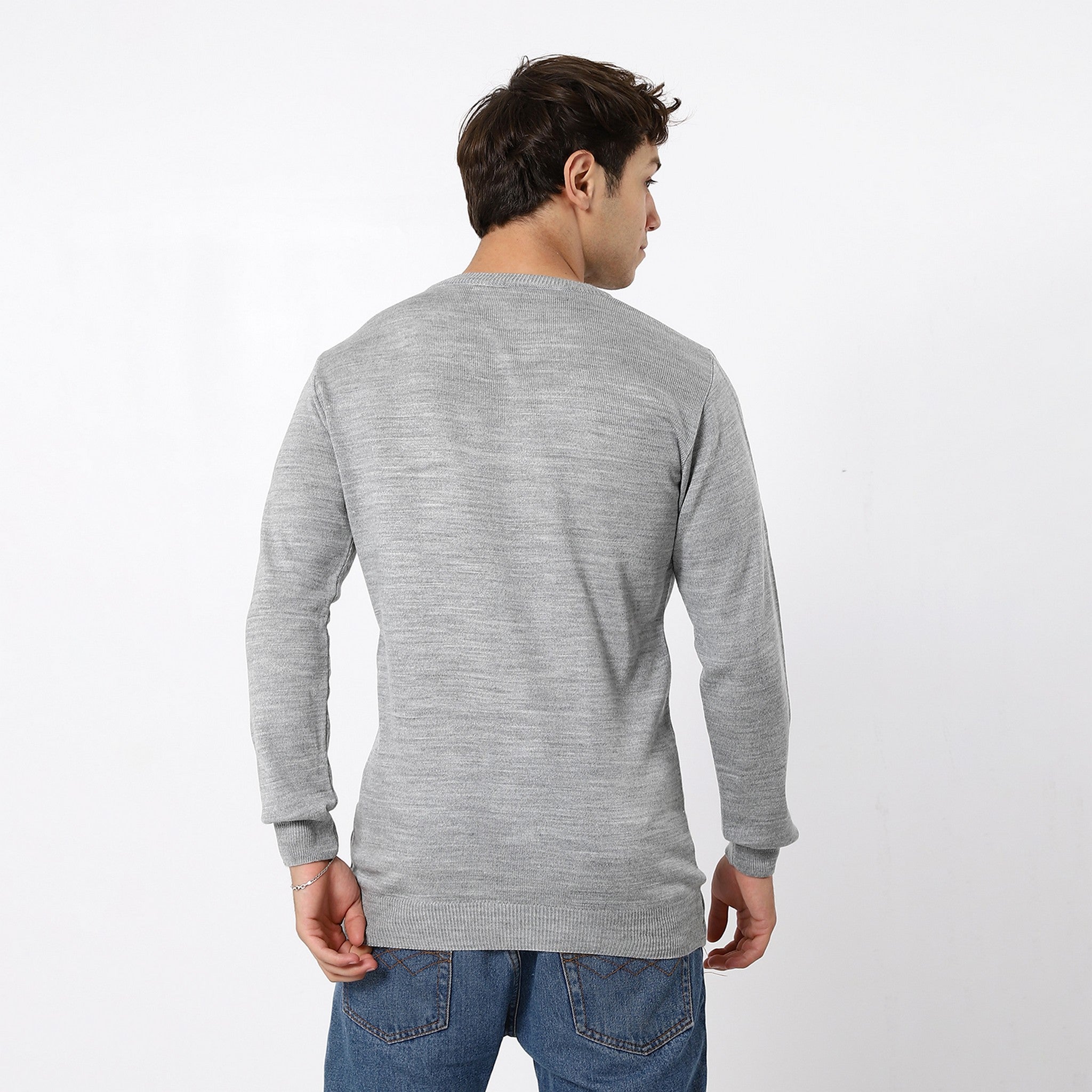 V-Neck Trendy Heather Coin Grey Pullover