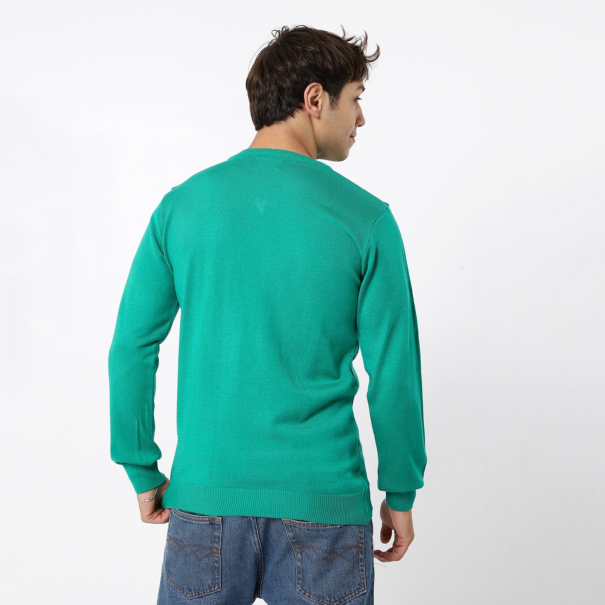 V-Neck Trendy Jade Green Pullover