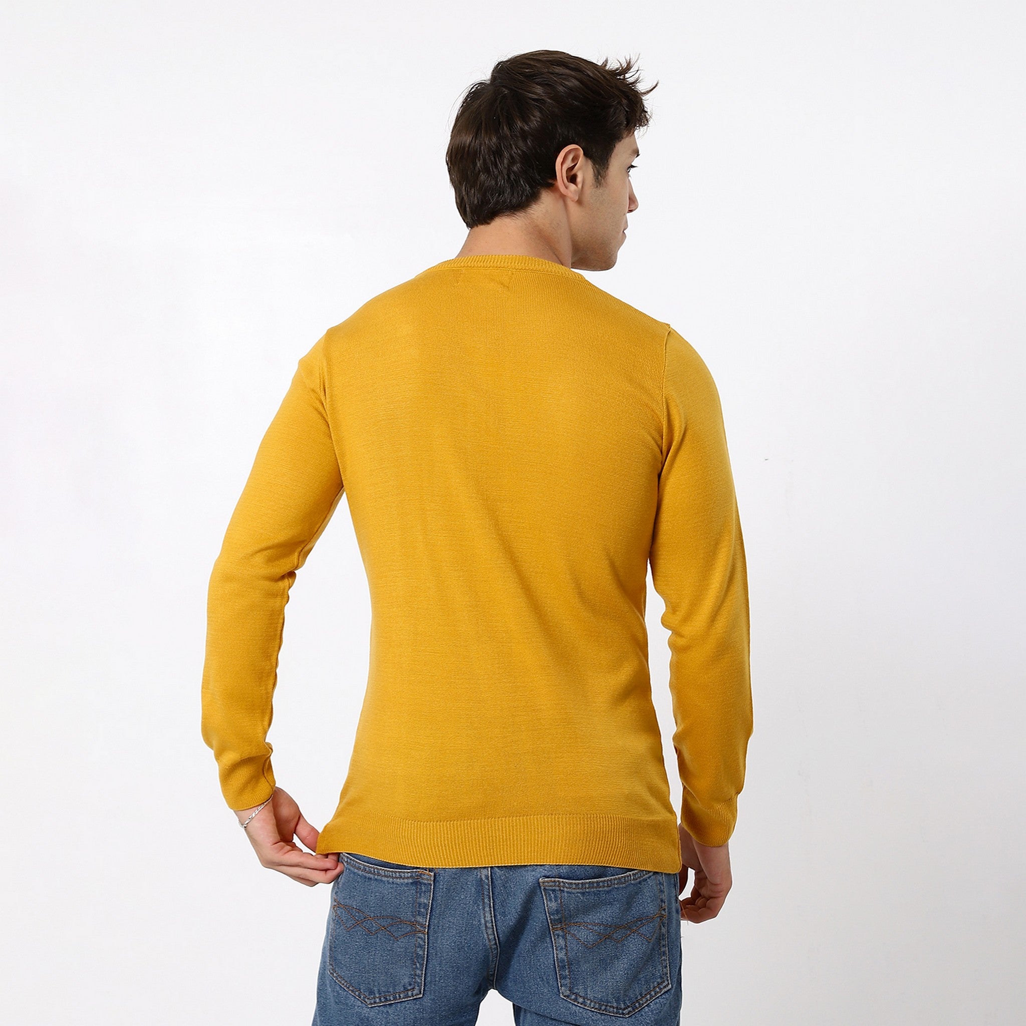 V-Neck Trendy Mustard Pullover