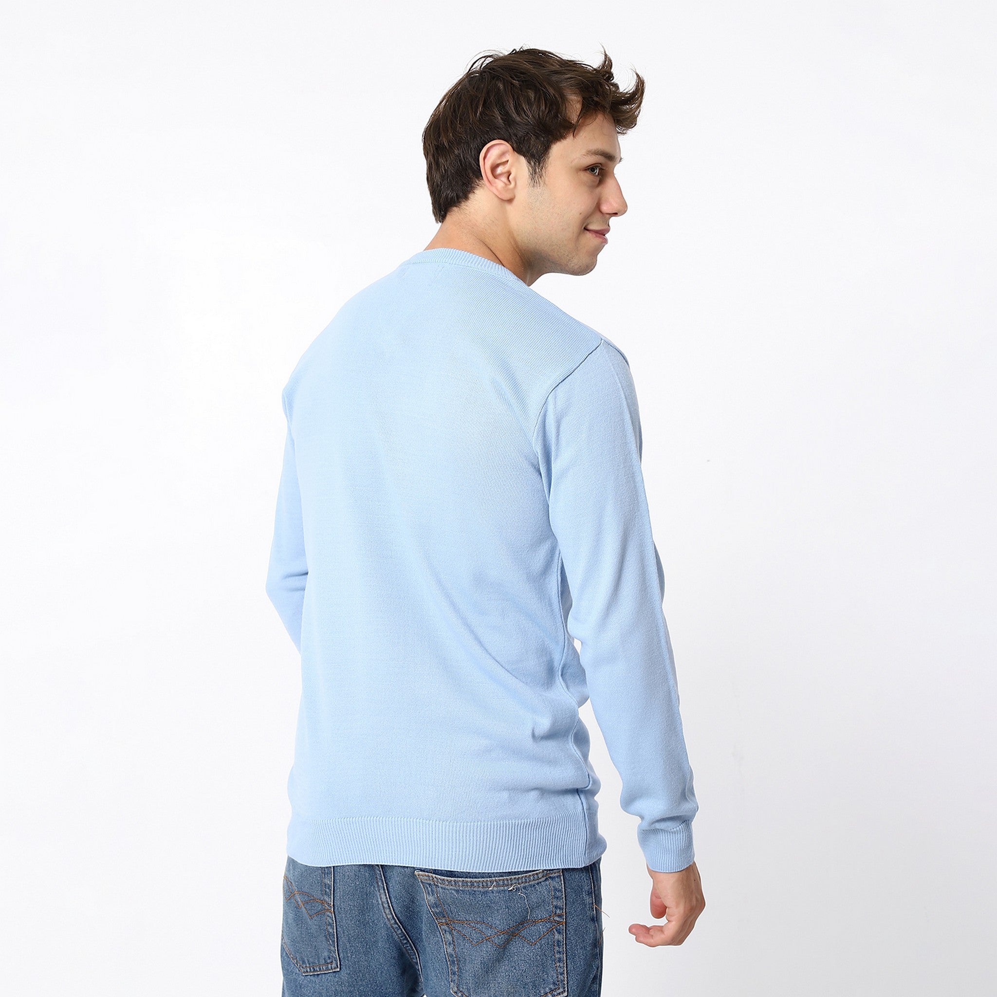 V-Neck Trendy Sky Blue Pullover