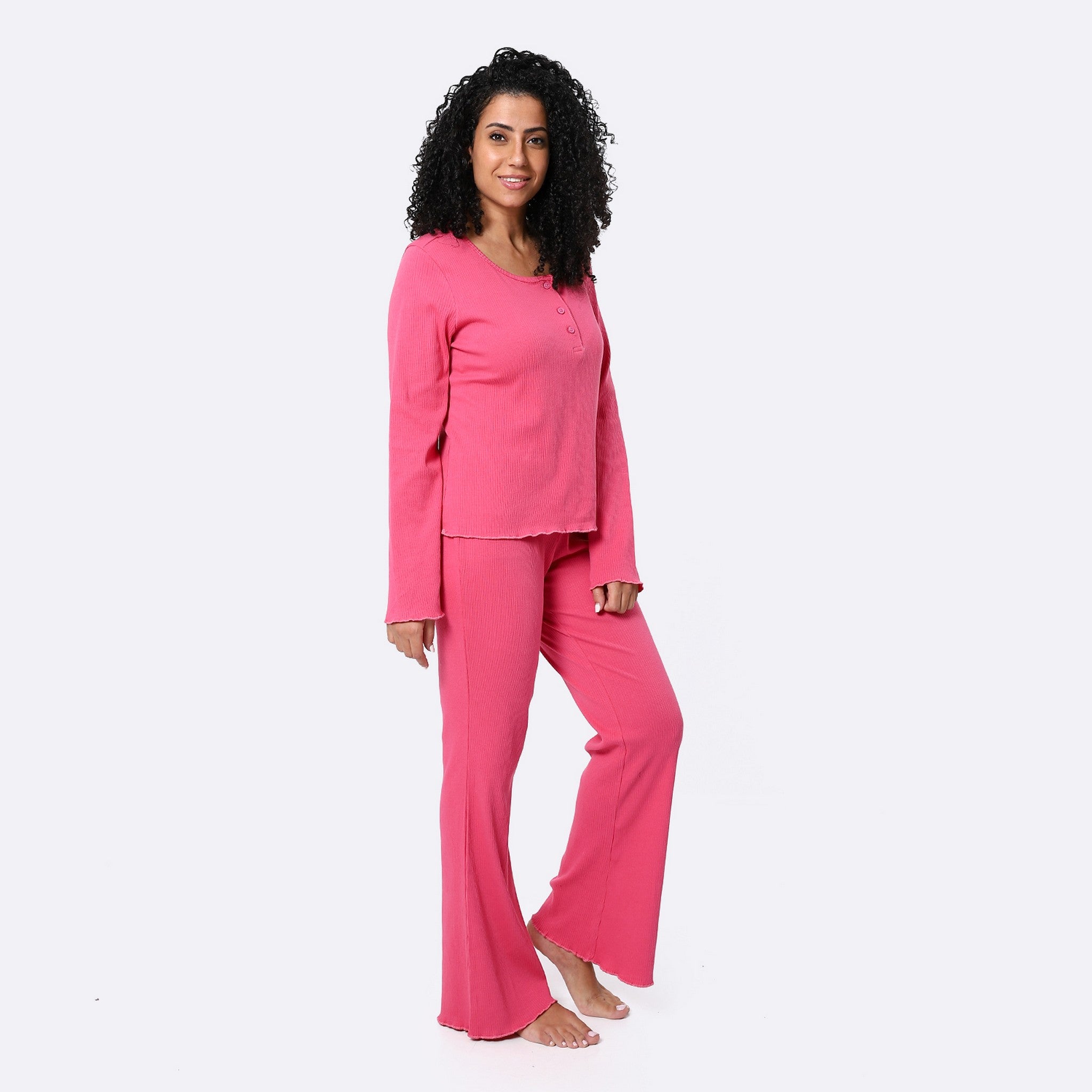 Ribbed Hot Pink Seasonal Pajama Set