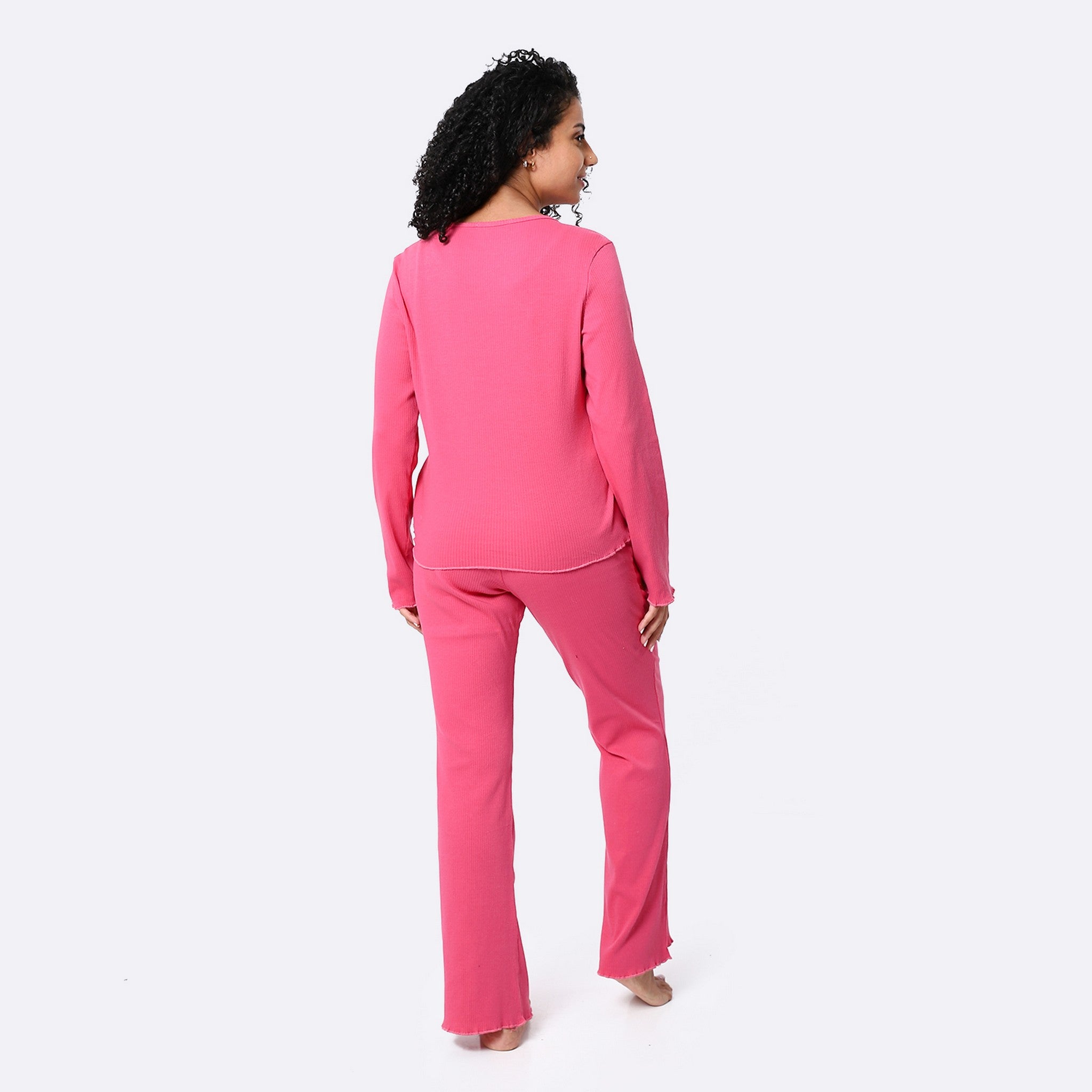 Ribbed Hot Pink Seasonal Pajama Set