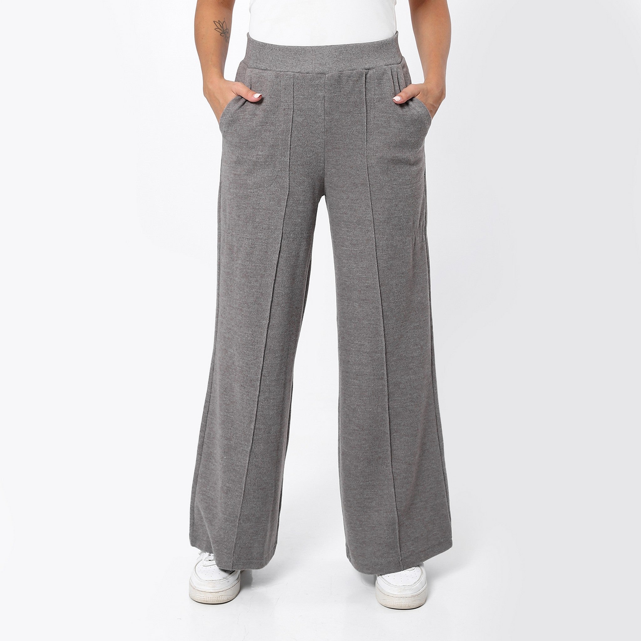 Heather Wide Leg Iron Grey Pants