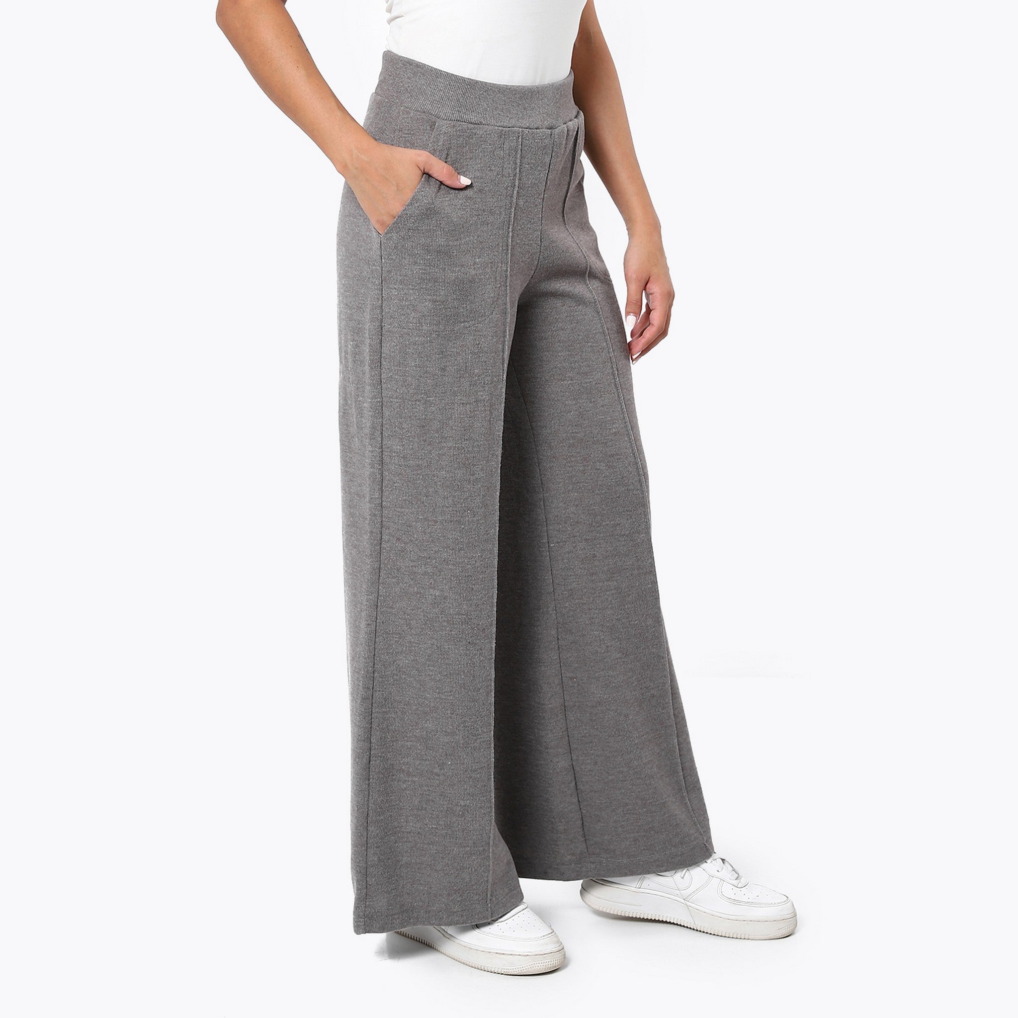 Heather Wide Leg Iron Grey Pants