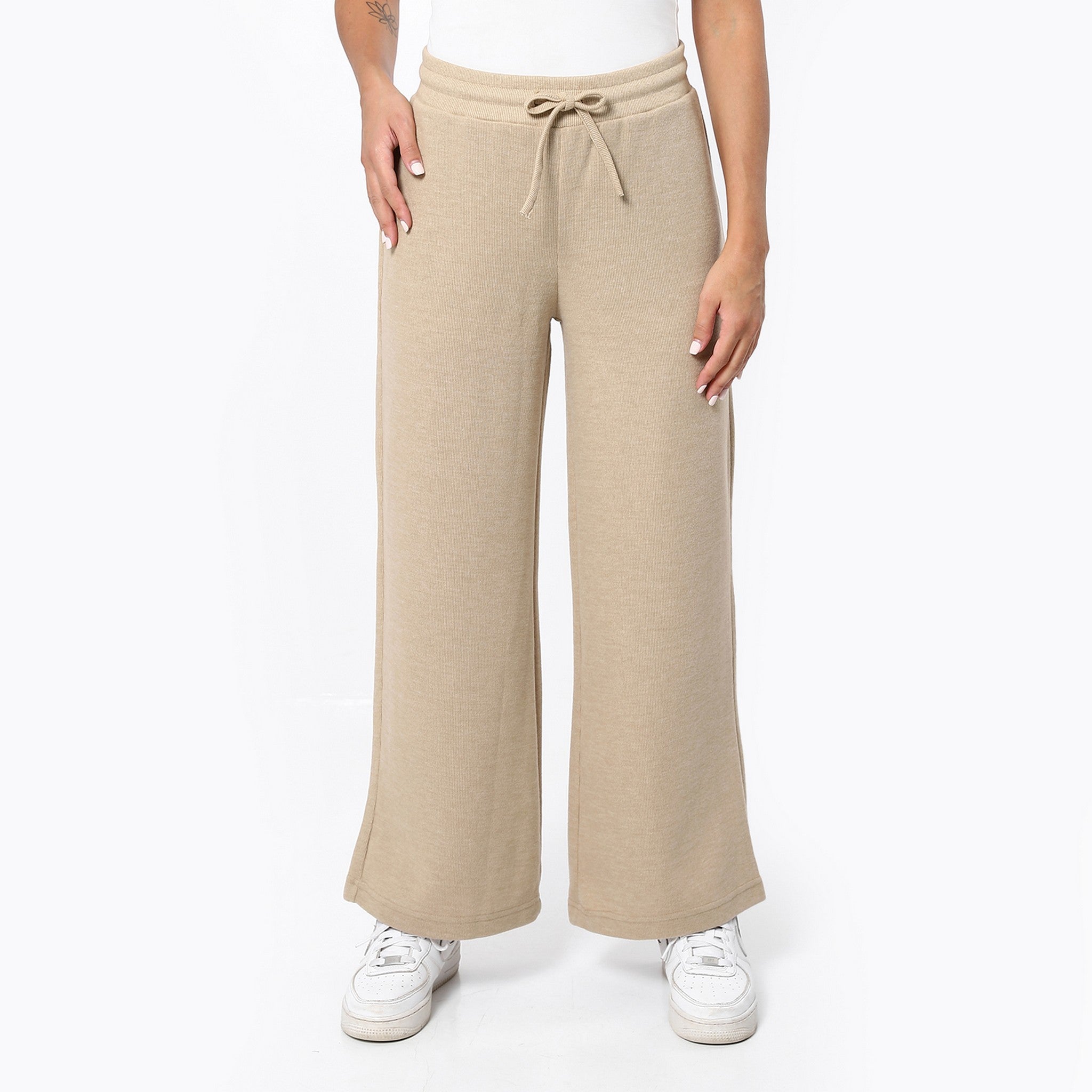 Heather Buff Beige Wide Leg Pants