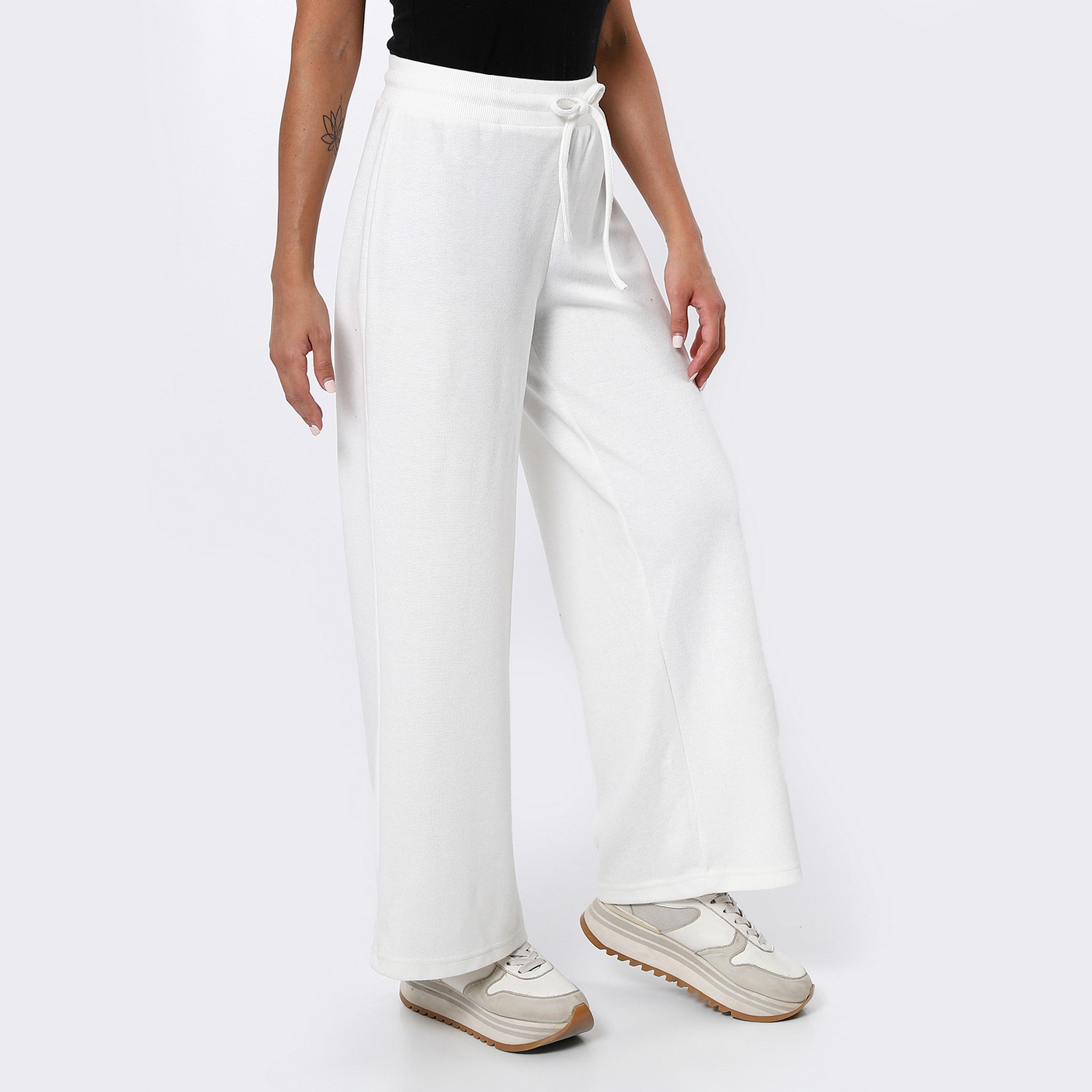 Plain White Wide Leg Pants