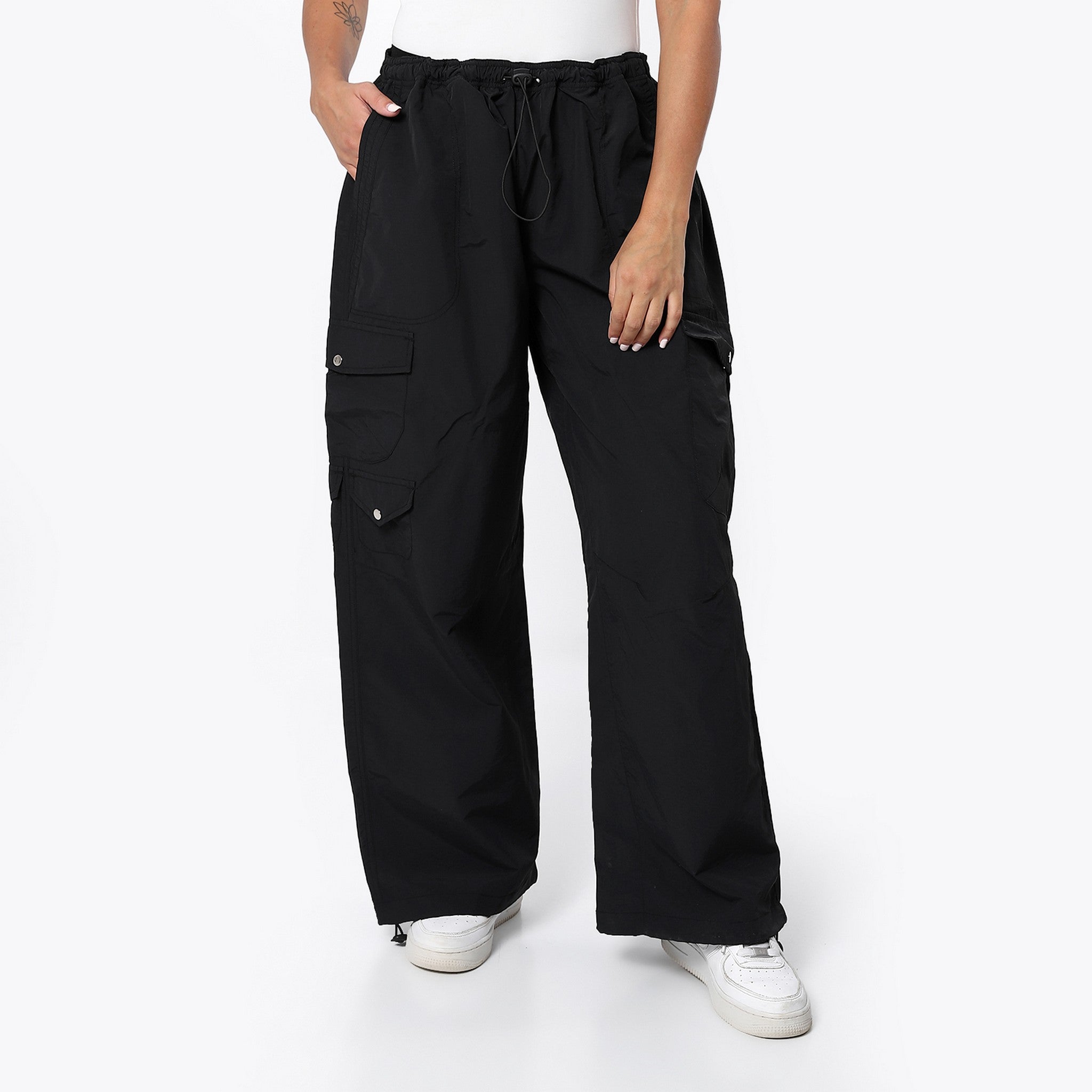 Wide Leg Black Trendy Cargo Pants