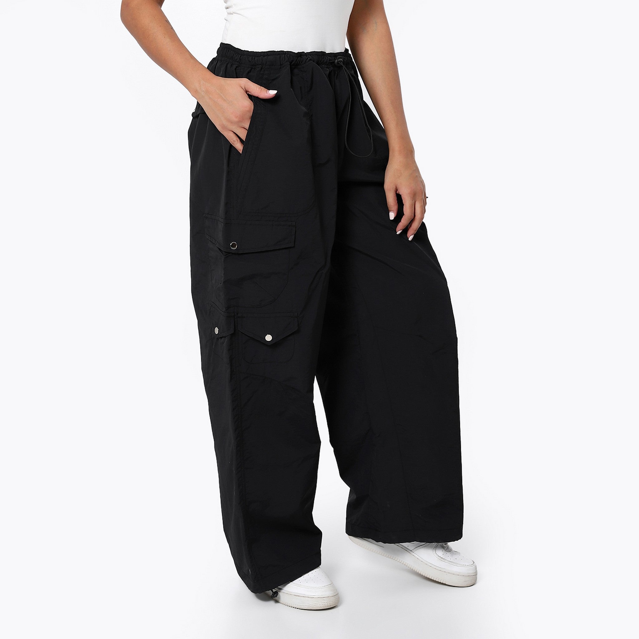 Wide Leg Black Trendy Cargo Pants