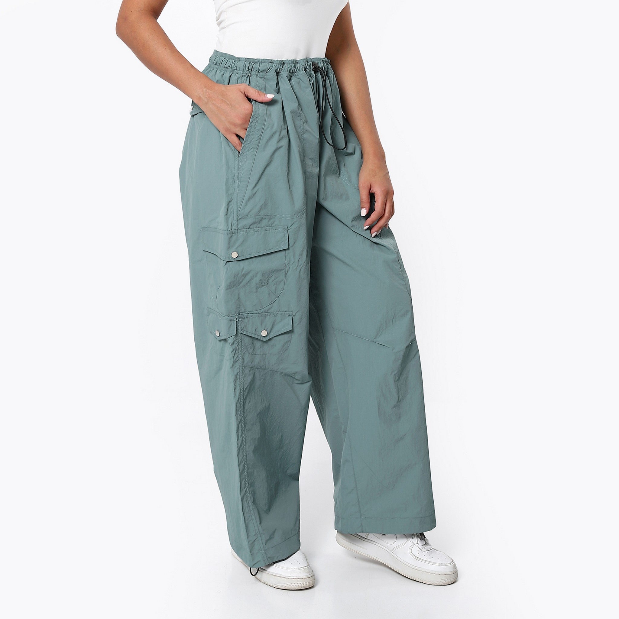 Wide Leg Pale Mint Trendy Cargo Pants