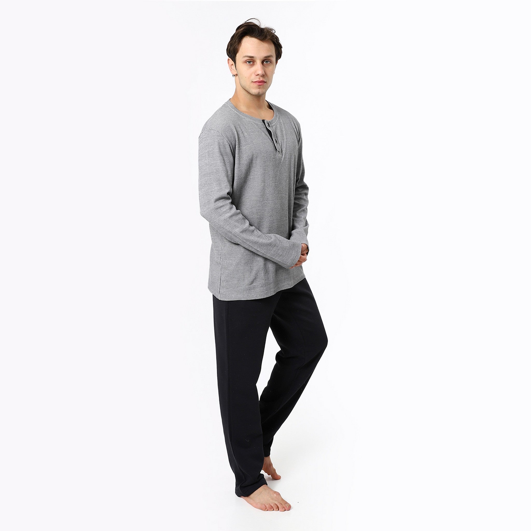 Coin Grey Knitted Seasonal Pajama Set