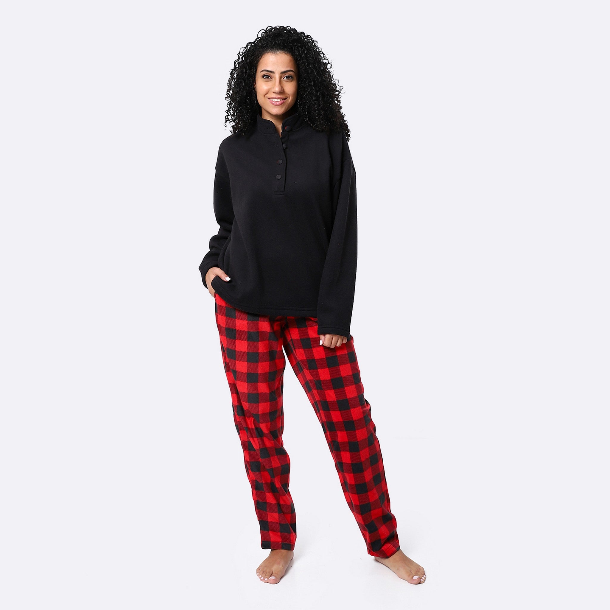 Black & Candy Red Warmy Pajama Set