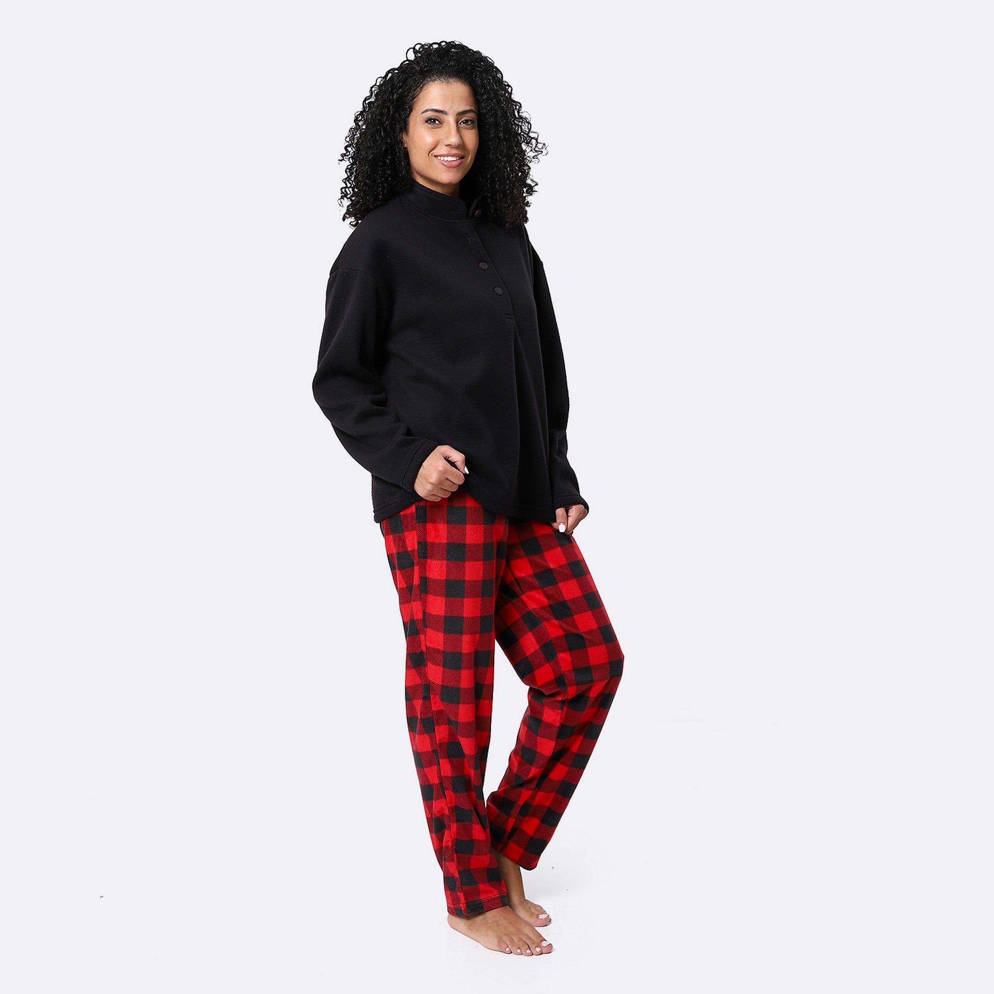 Black & Candy Red Warmy Pajama Set