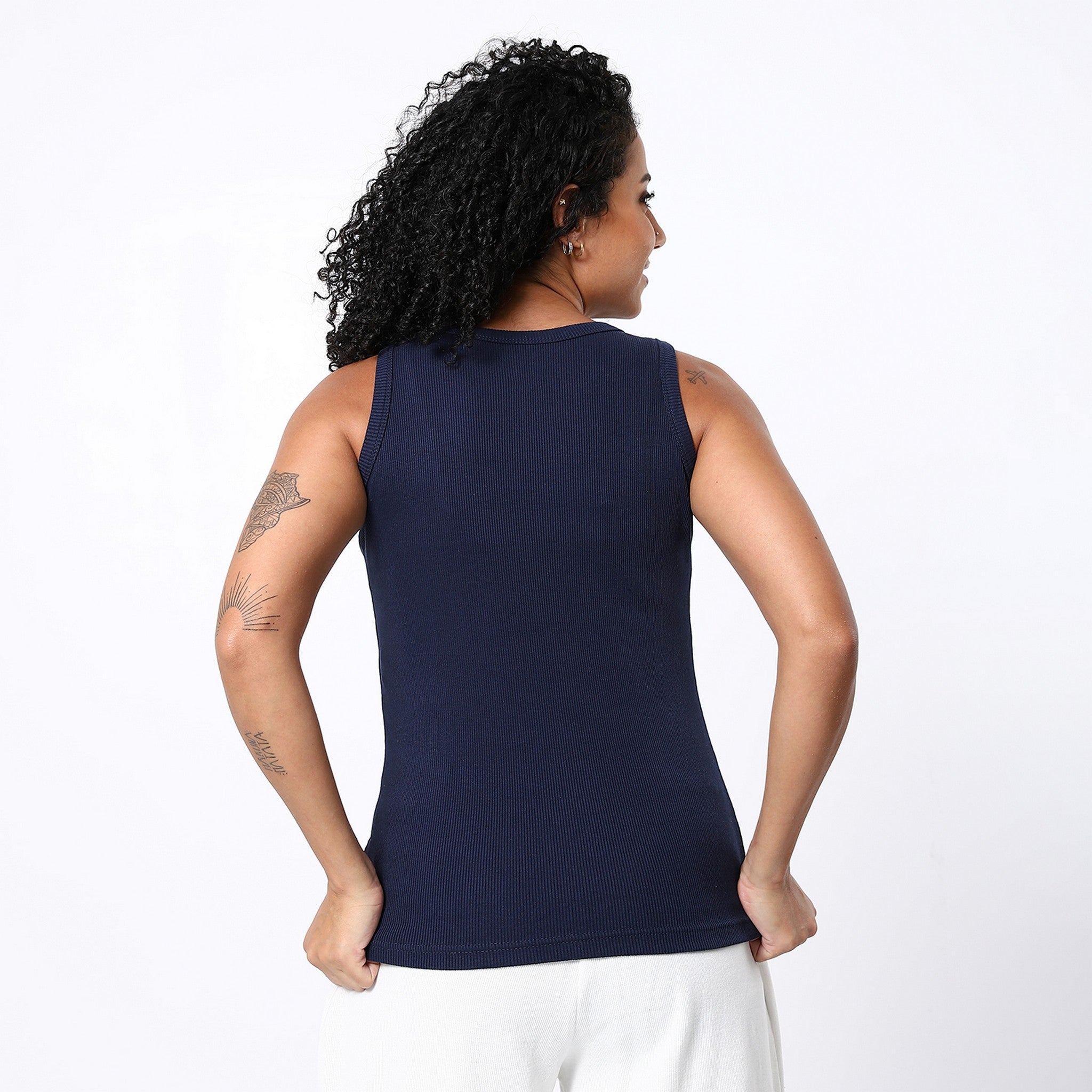 Navy Blue Ribbed Tank Top