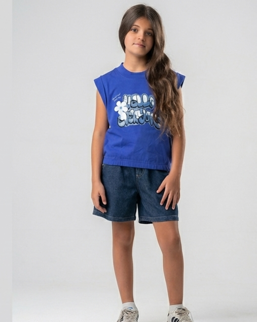 Girls Printed Hellow Cut T-Shirt