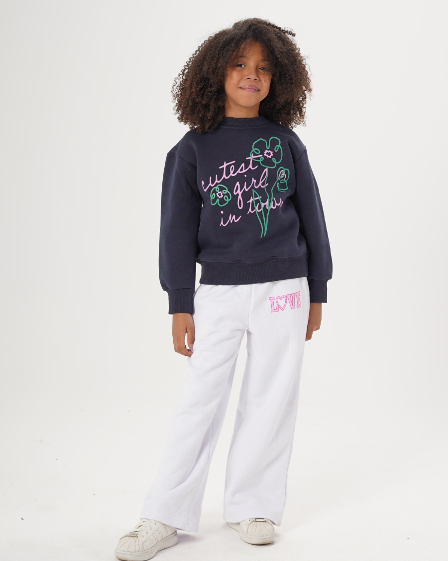 Girls Wide Leg Melton Pants