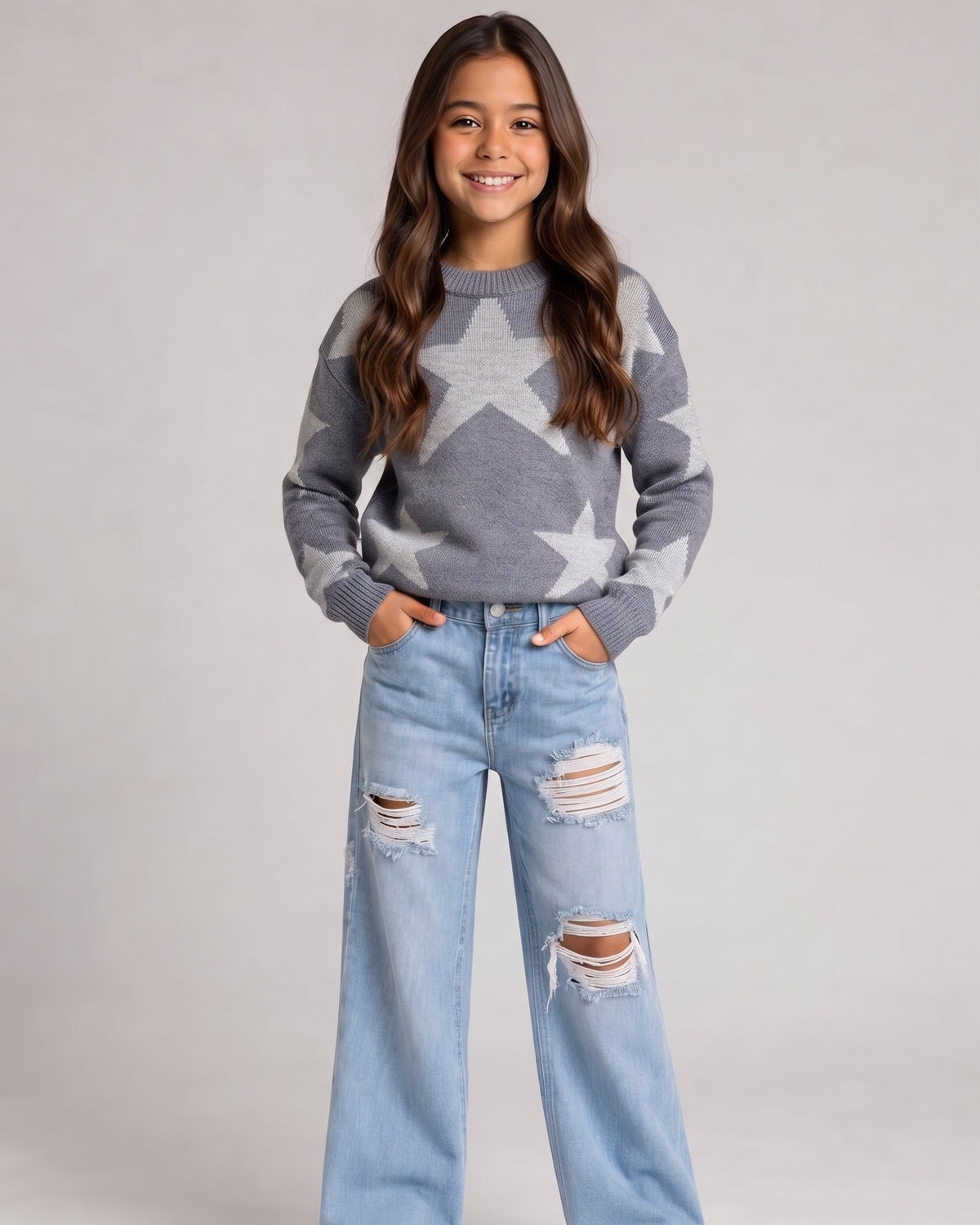 Girls Jaqured Pullover