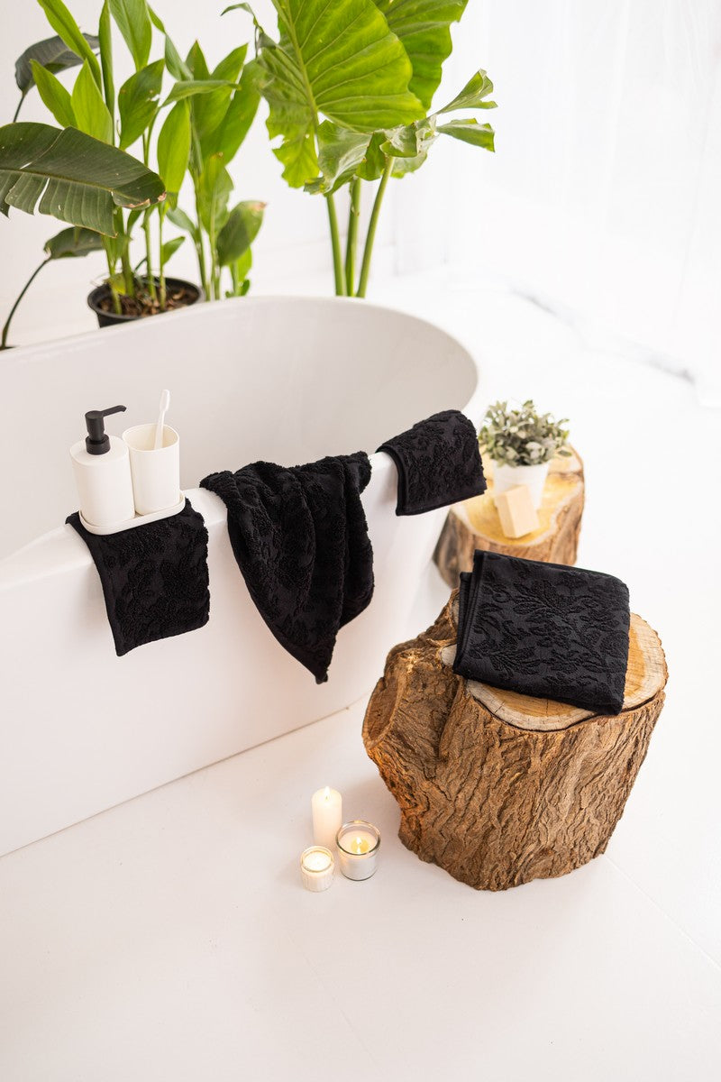 100% Cotton Jacquard Black towel