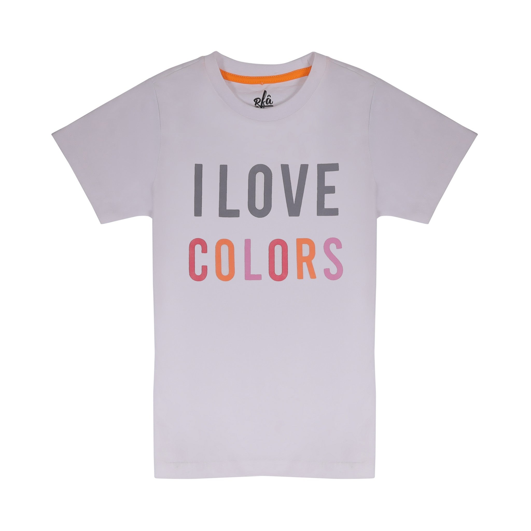 I Love Colors Print White T-Shirt