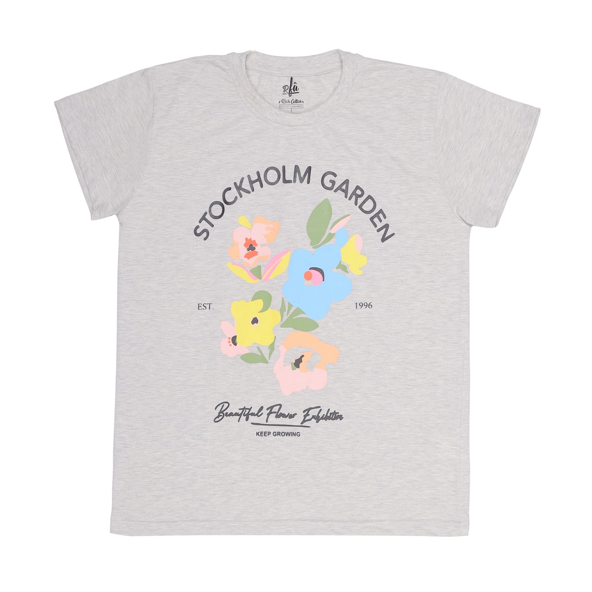 Flower Print Grey T-Shirt