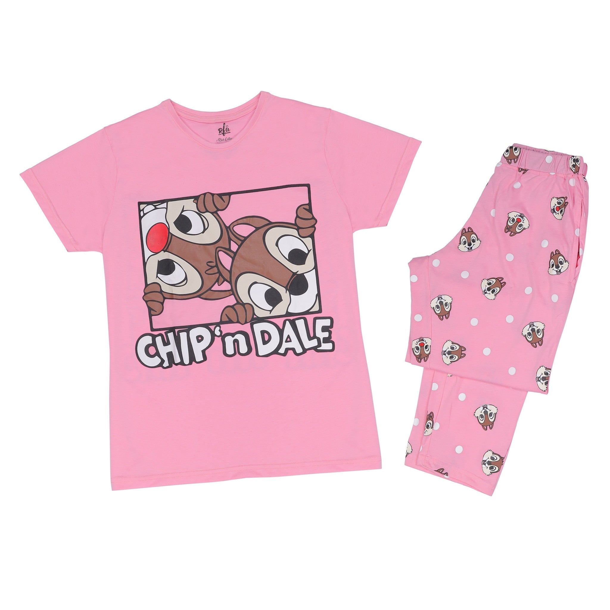 Squirrel Print Top and Pants Pink Pajama