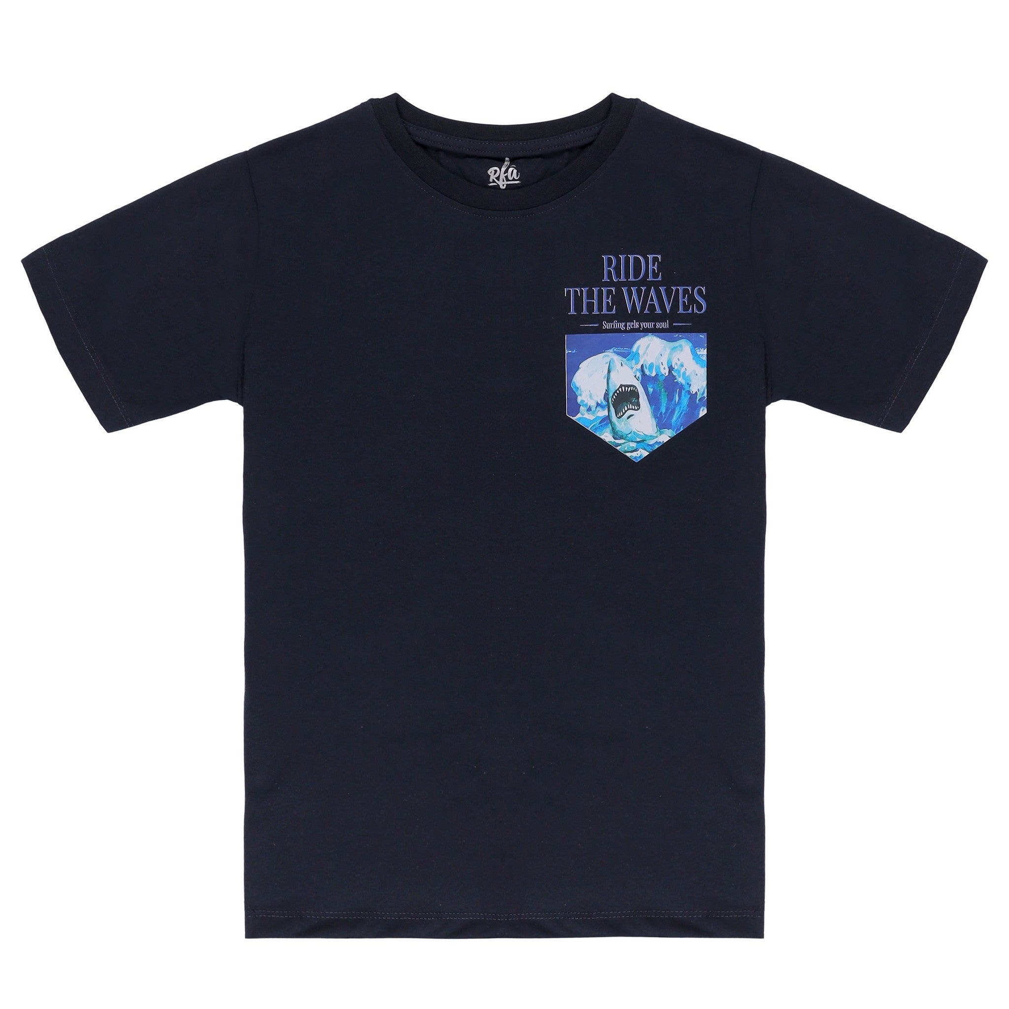 Ride The Waves Print Navy T-Shirt