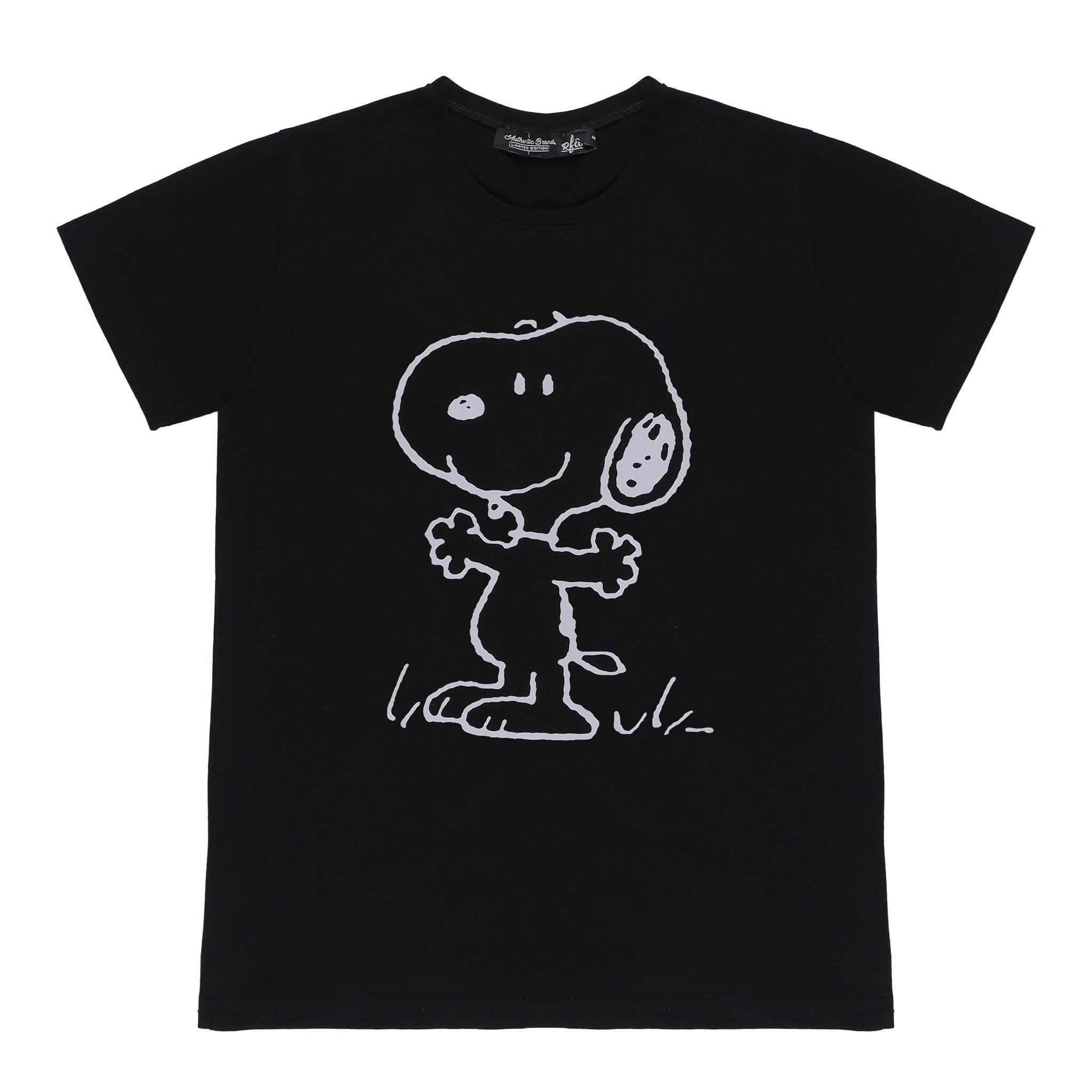 Snoopy Dog Print Black T-Shirt