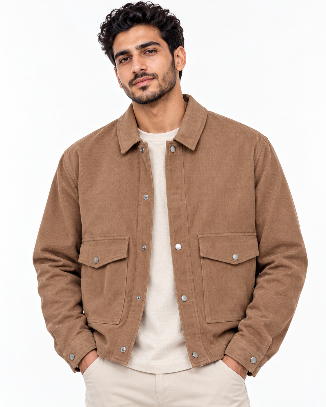 Men's Corduroy Trucker Jacket with Cargo Pockets