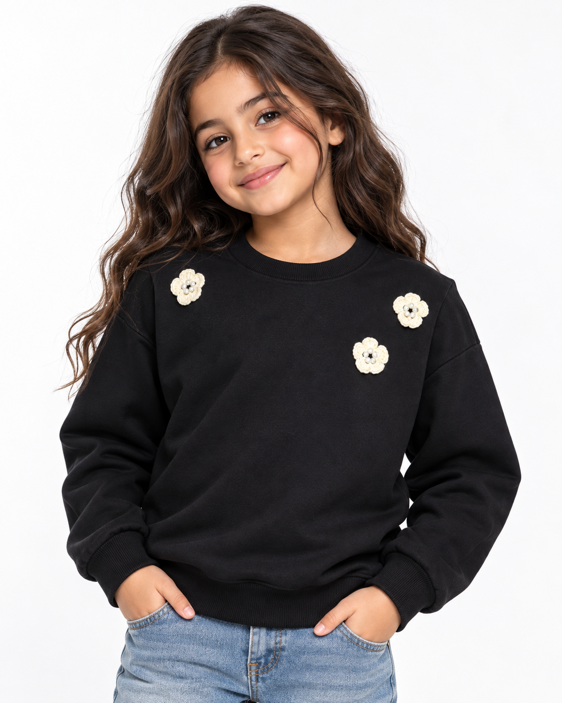 Girls Sweatshirt W/Round Neck