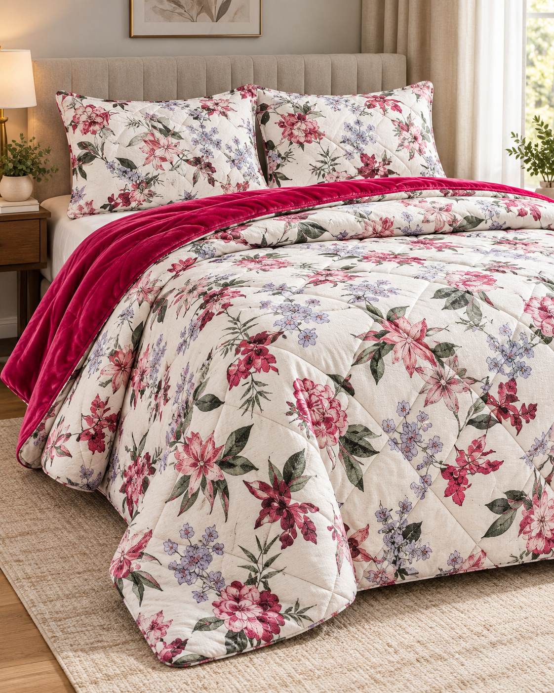 Quilt Double Face Set W/2 Pillow Case